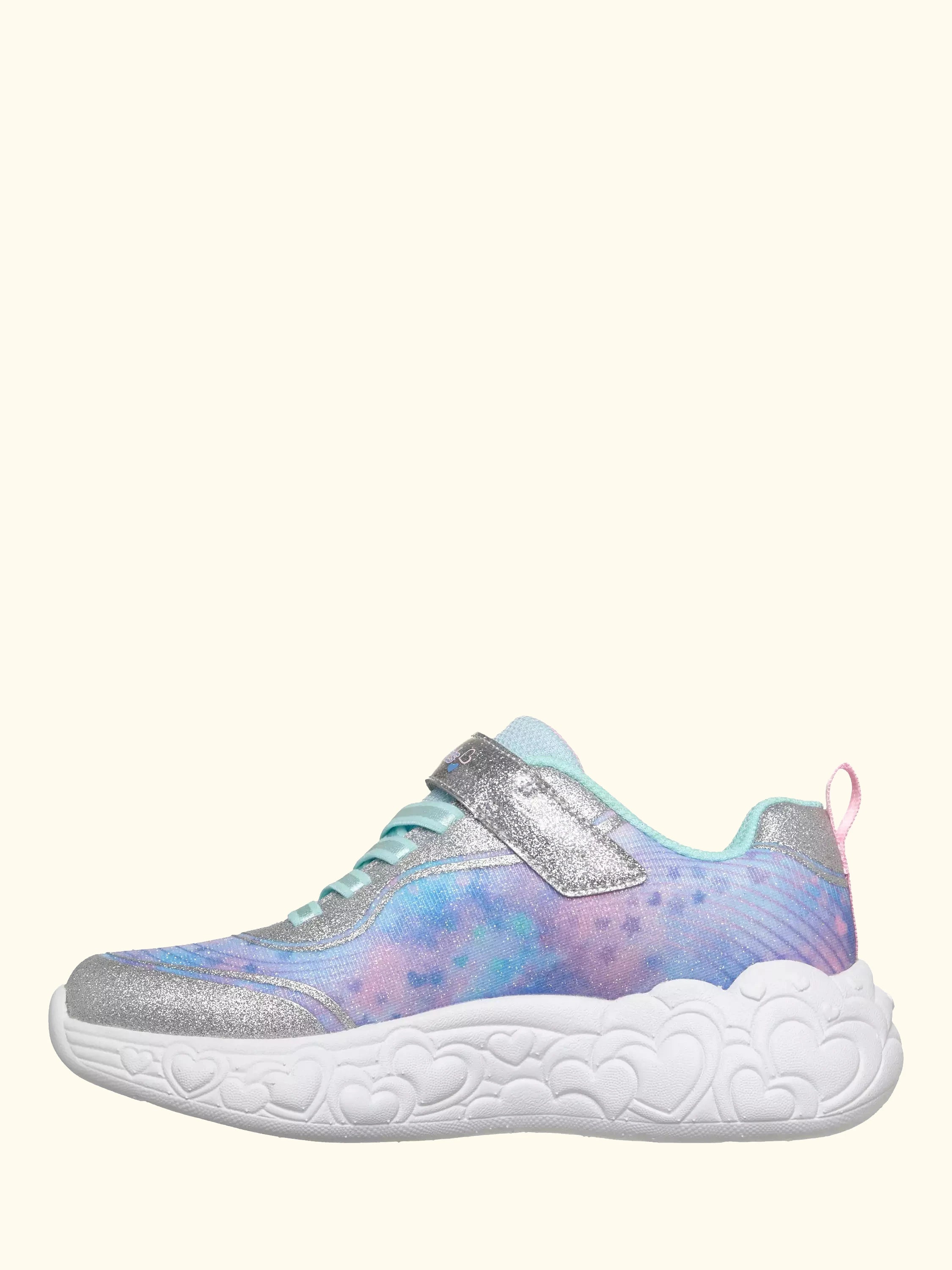 Skechers Kids' S-Lights Eternal Heart Lights Trainers, Silver/Multi