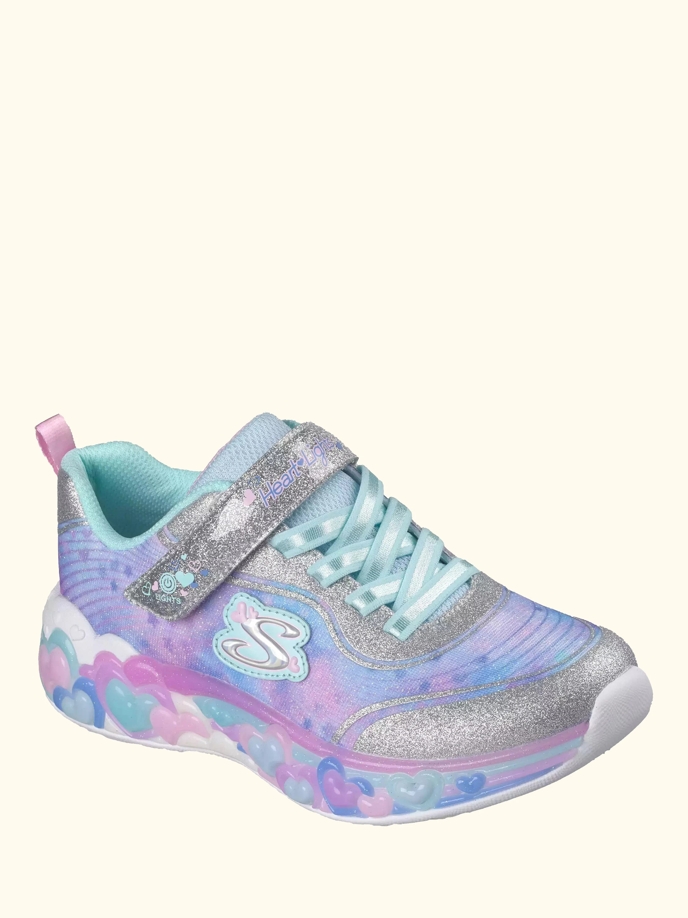 Skechers Kids' S-Lights Eternal Heart Lights Trainers, Silver/Multi