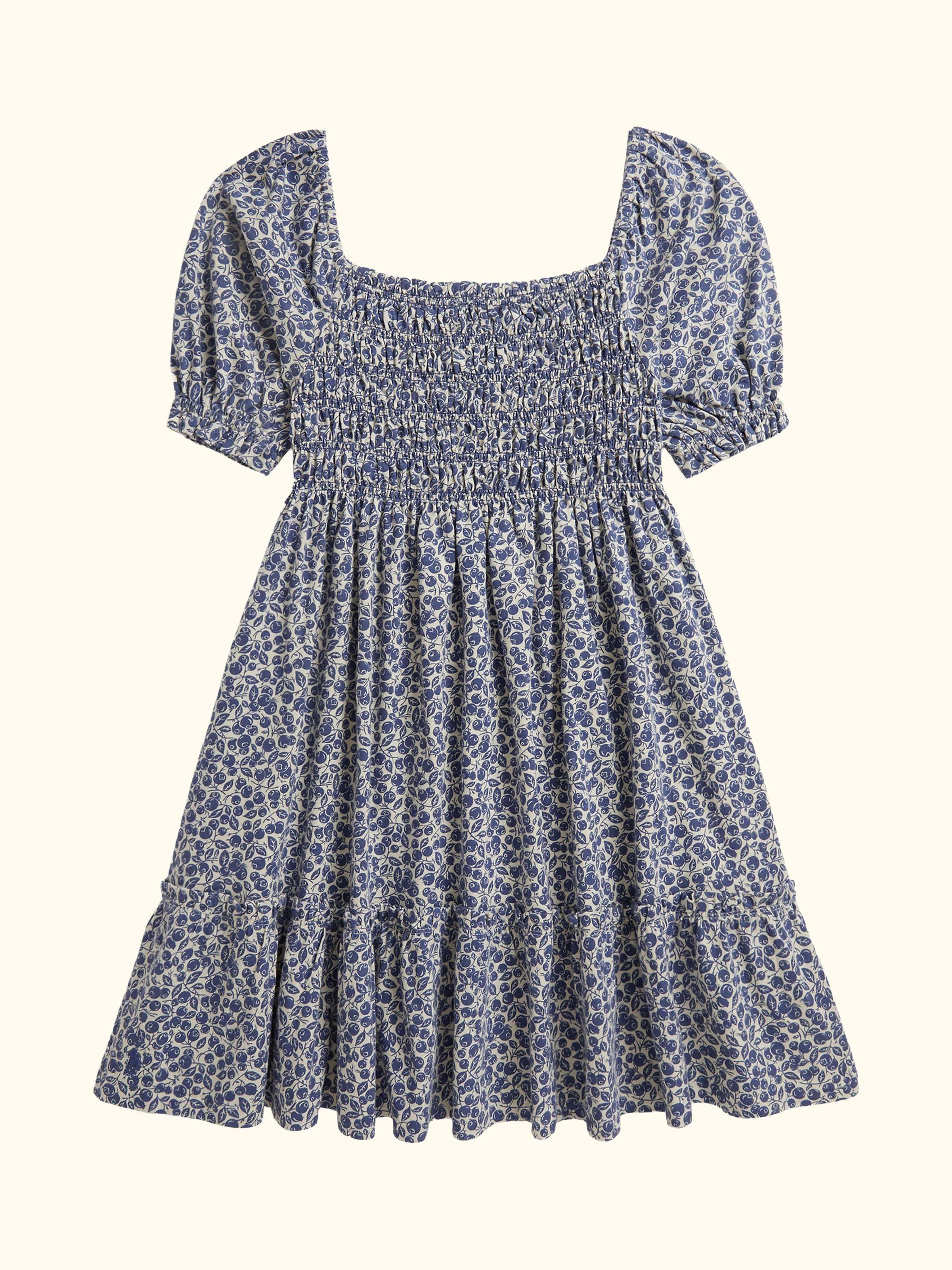 Polo Ralph Lauren Kids' Cotton Short Sleeved Blueberry Fields Dress, Blue Multi