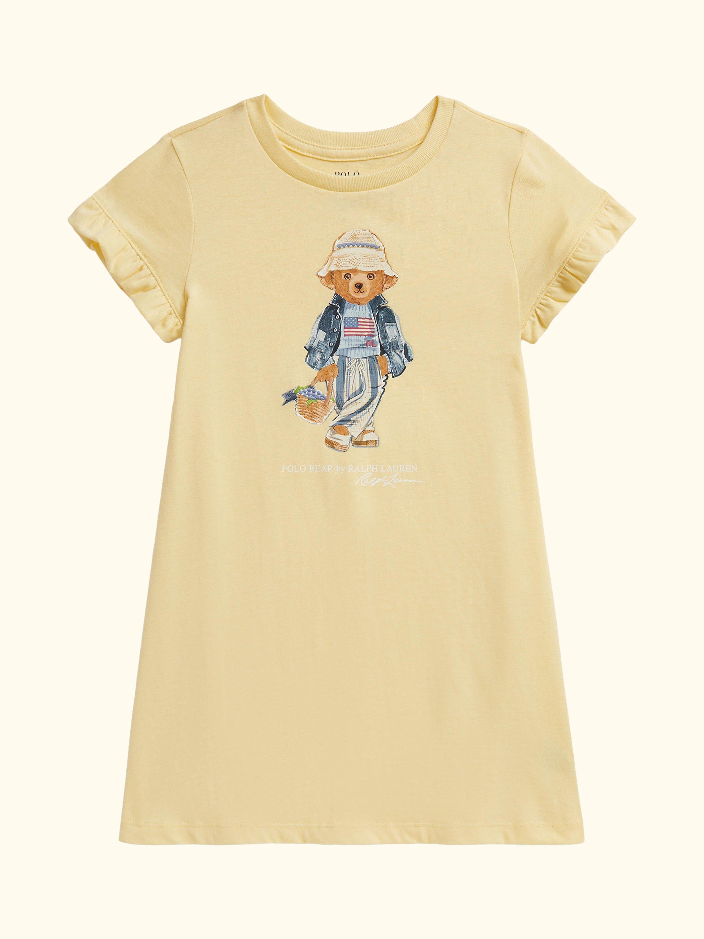 Kids' Polo Bear Knitted T-Shirt Dress, Yellow