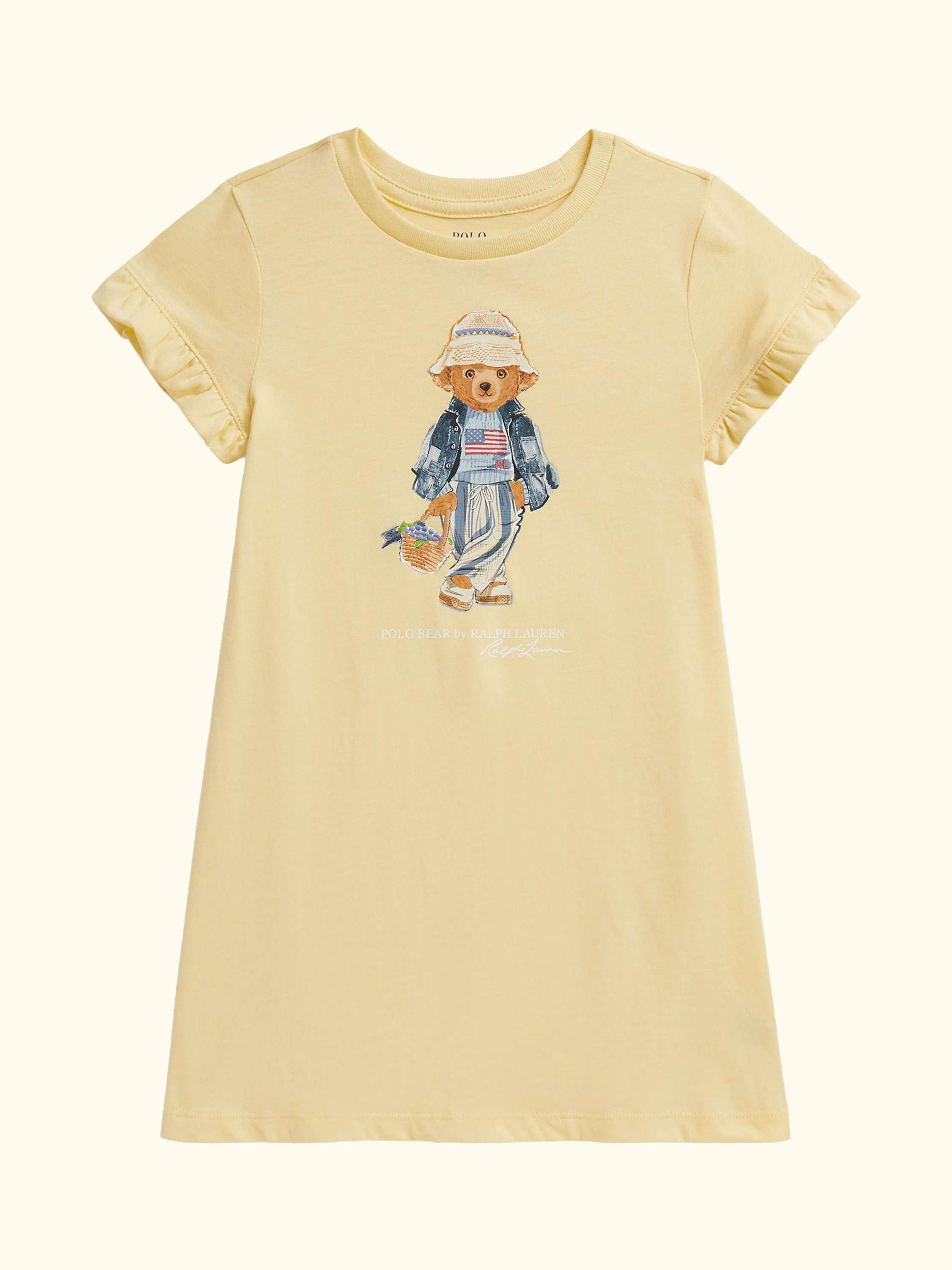 Kids' Polo Bear Knitted T-Shirt Dress, Yellow
