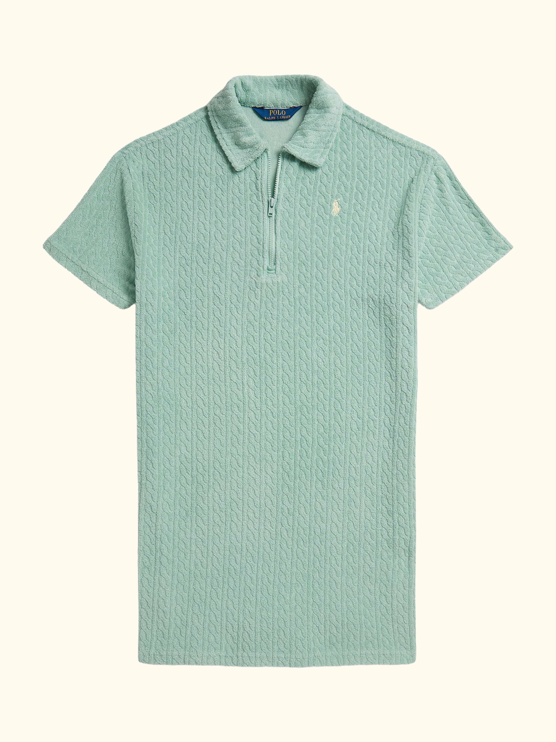 Polo Ralph Lauren Kids' Zip Neck Towelling Shirt Dress, Green