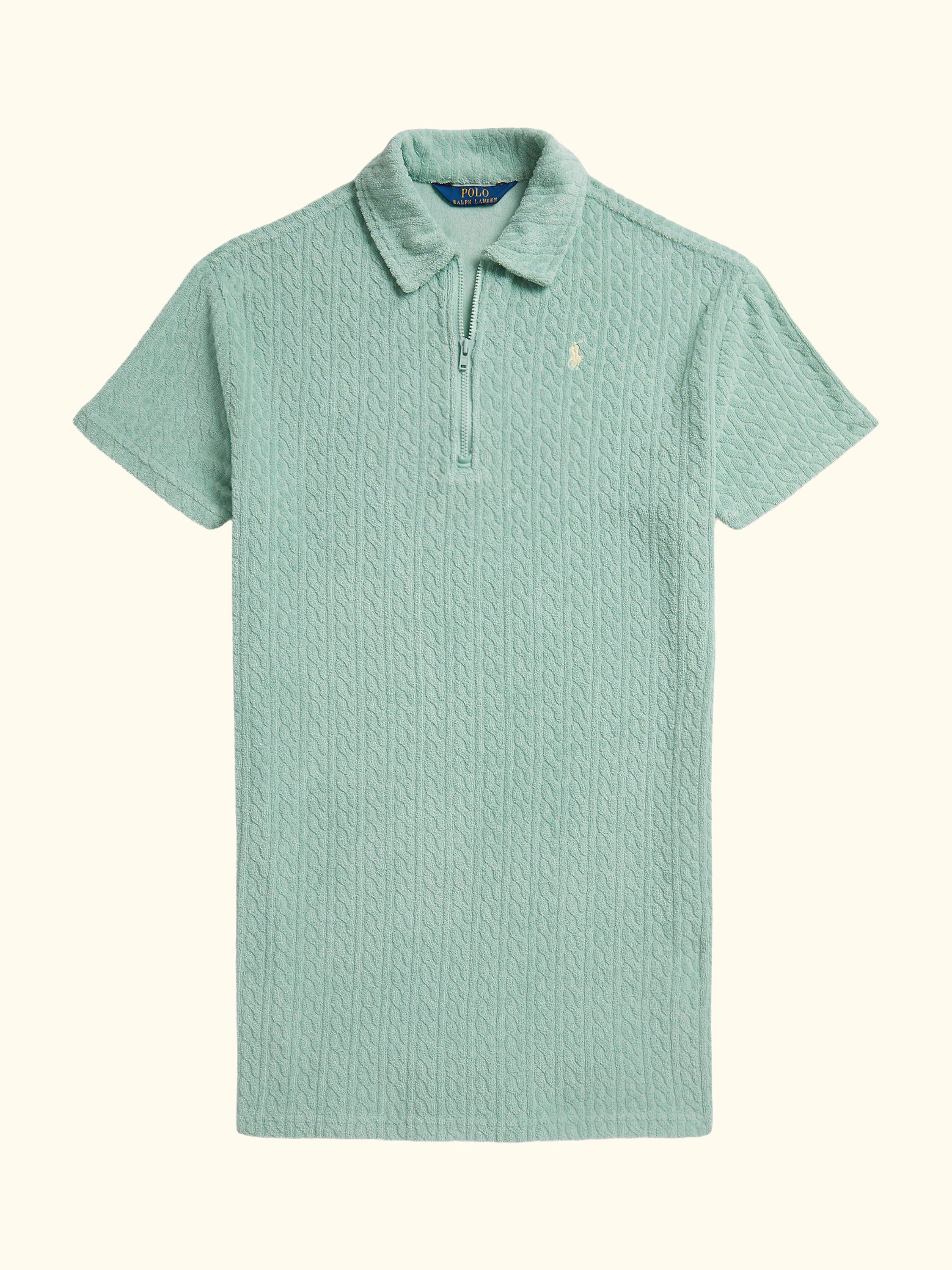 Polo Ralph Lauren Kids' Zip Neck Towelling Shirt Dress, Green