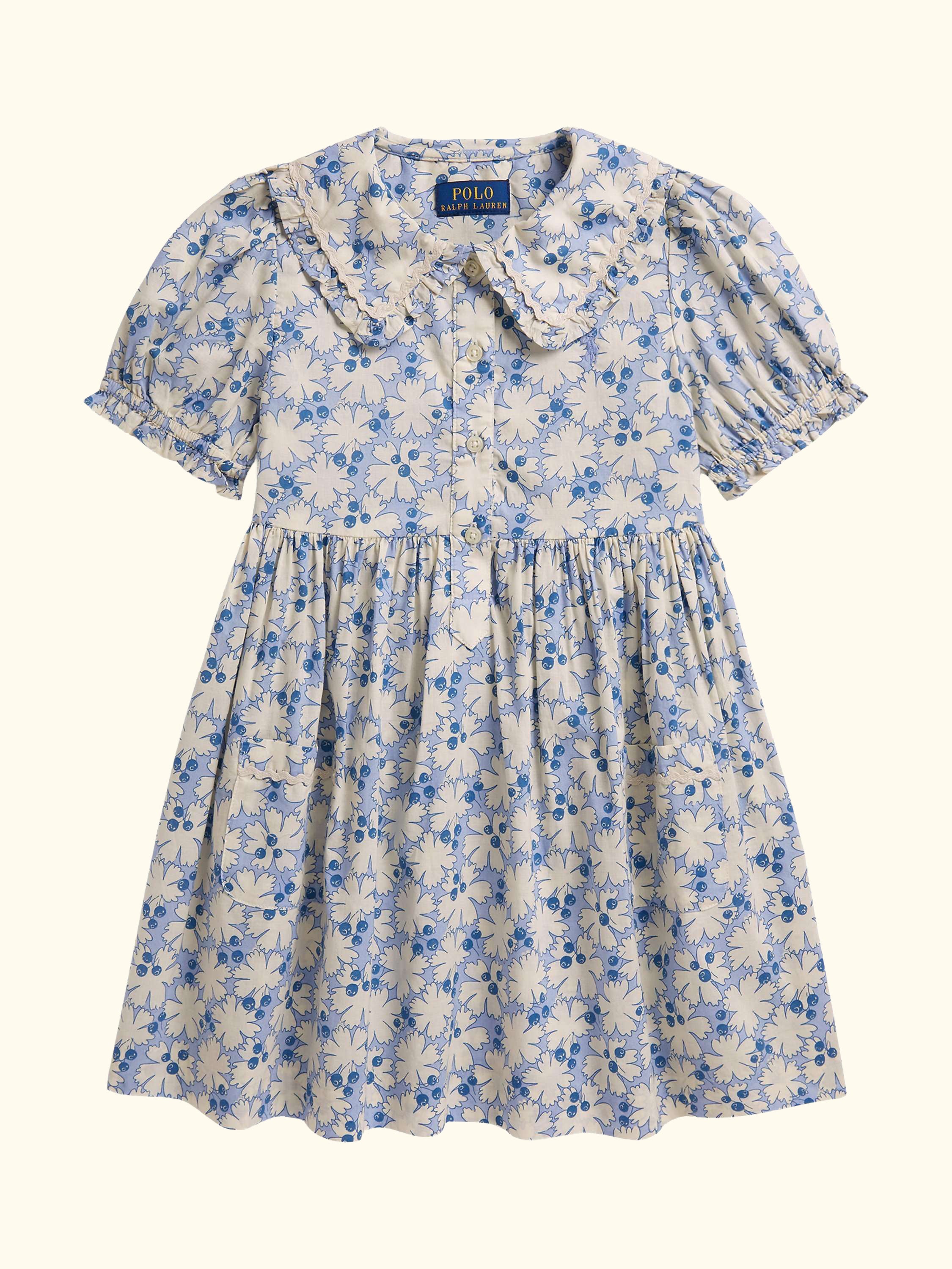 Polo Ralph Lauren Kids' Cotton Woven Blueberry Floral Shirt Dress, Multi