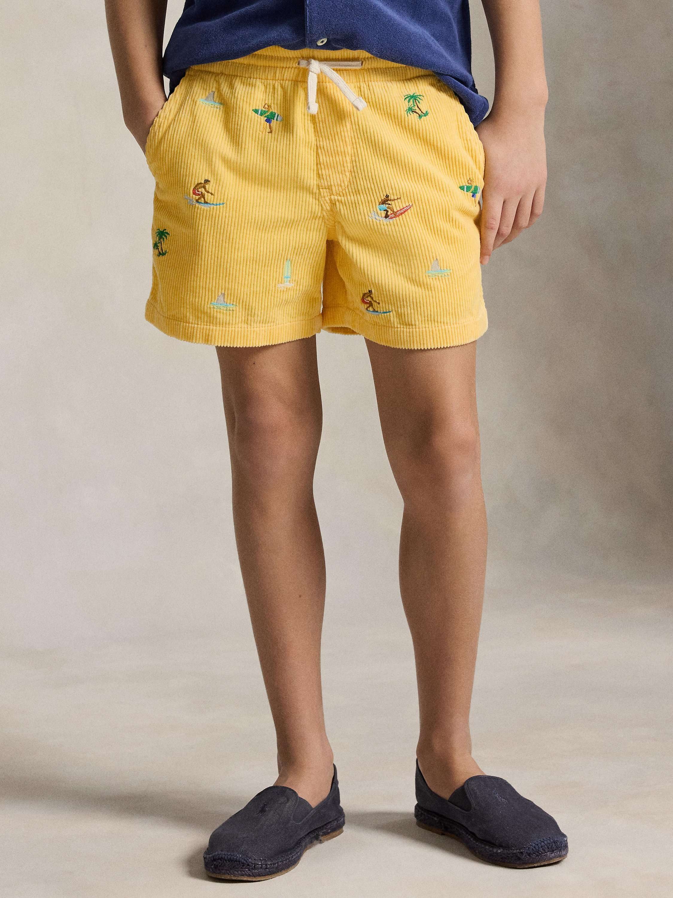 Kids' Polo Prepster Embroidered Shorts, Yellow