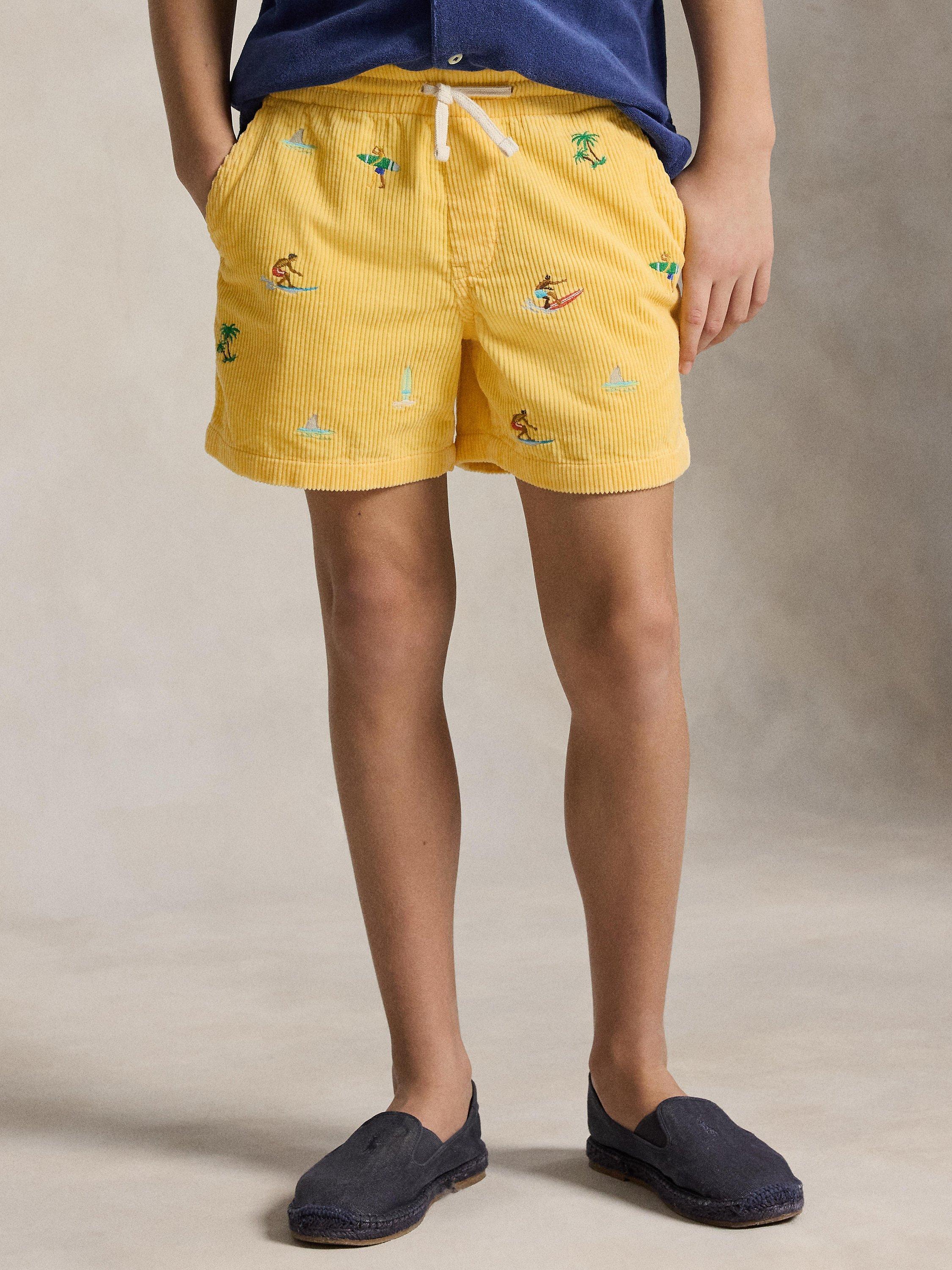 Kids' Polo Prepster Embroidered Shorts, Yellow