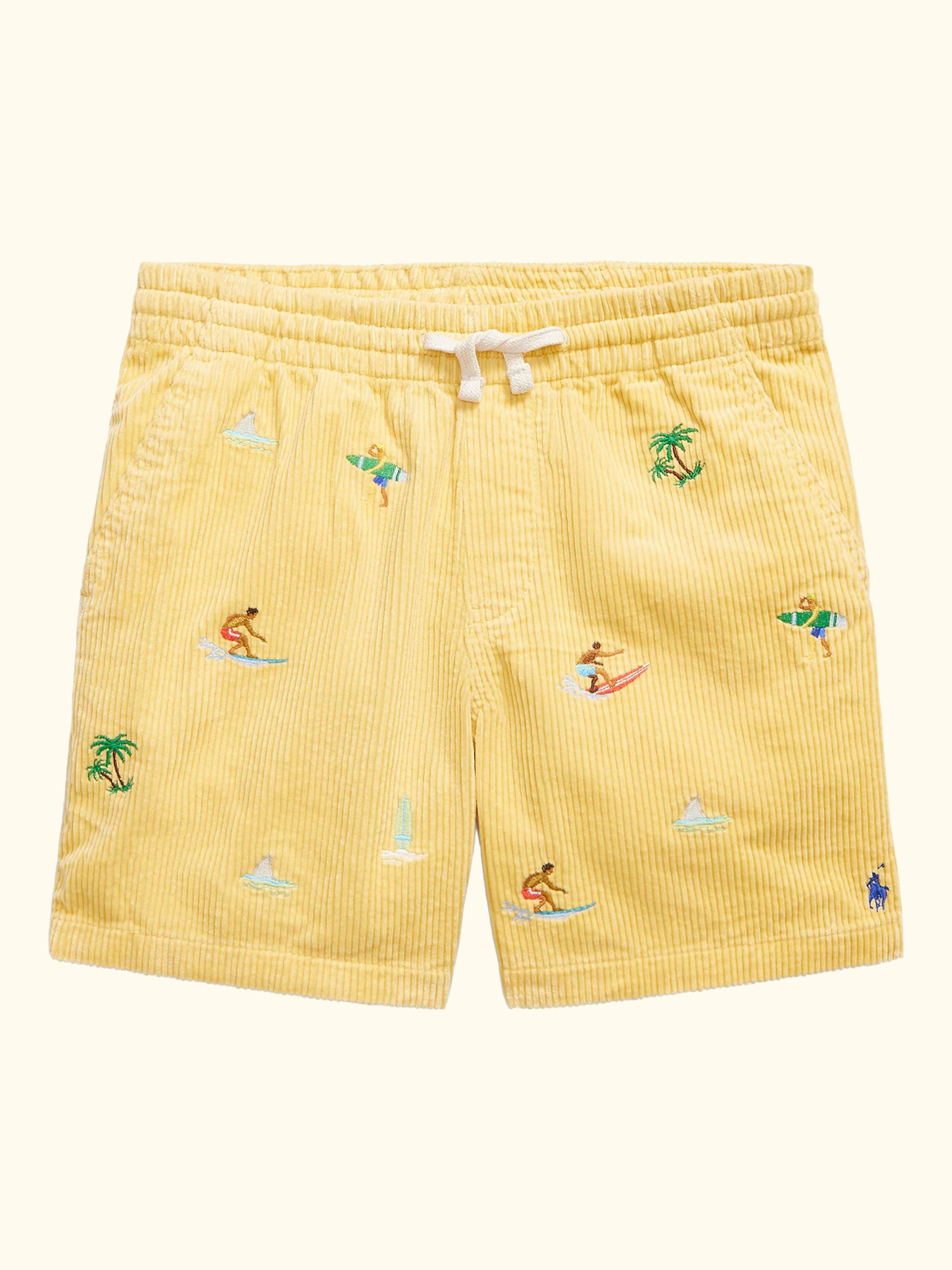 Kids' Polo Prepster Embroidered Shorts, Yellow