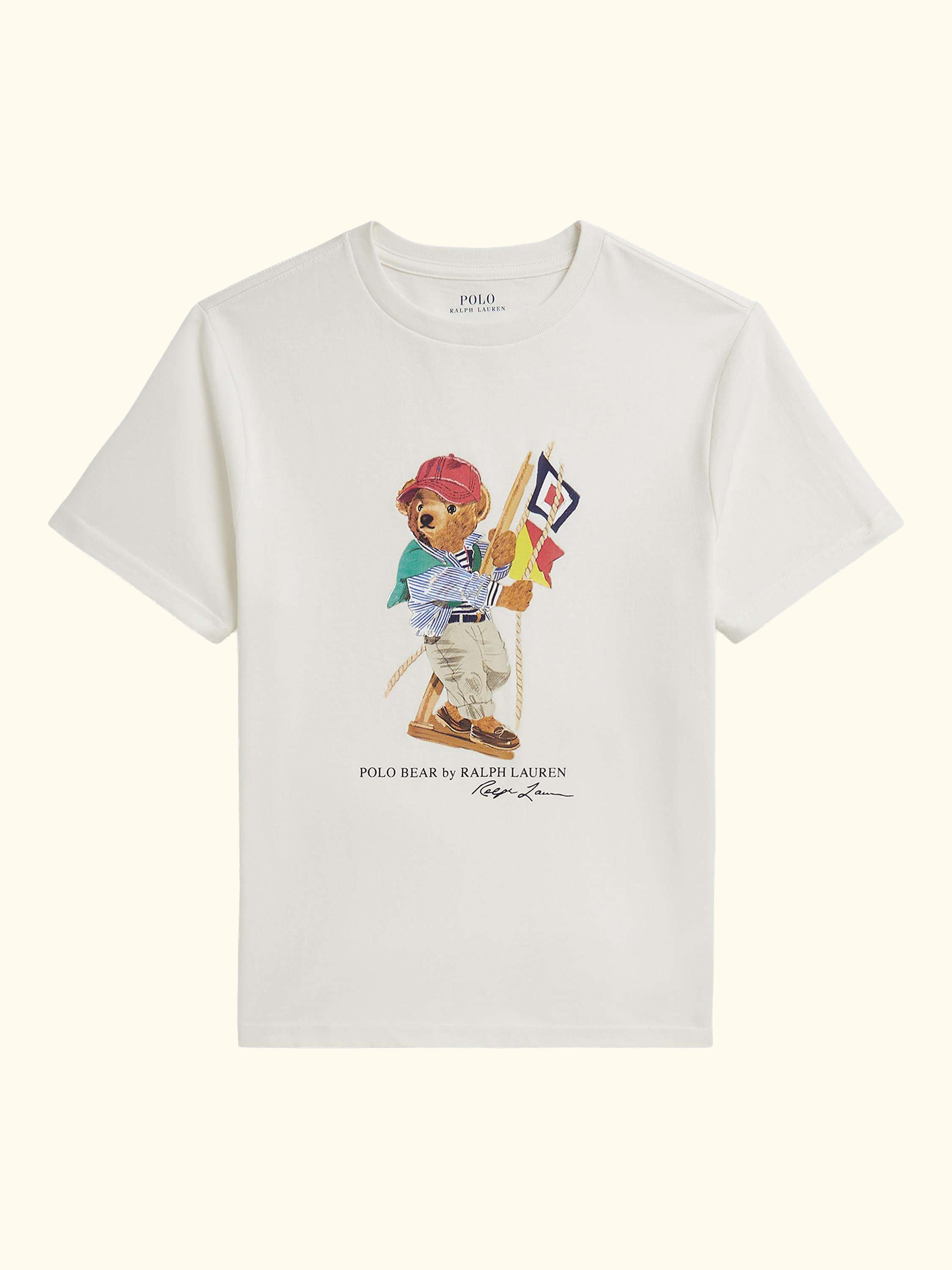 Kids' Nautical Polo Bear Short Sleeve T-Shirt, Dkwsh Wht