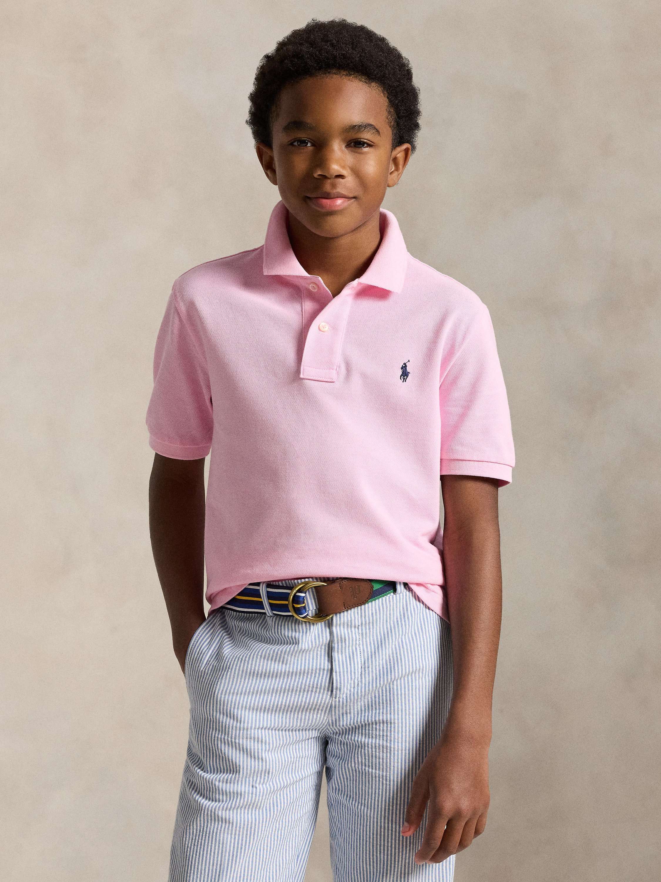 Kids' Pure Cotton Short Sleeved Polo Shirt, Pink