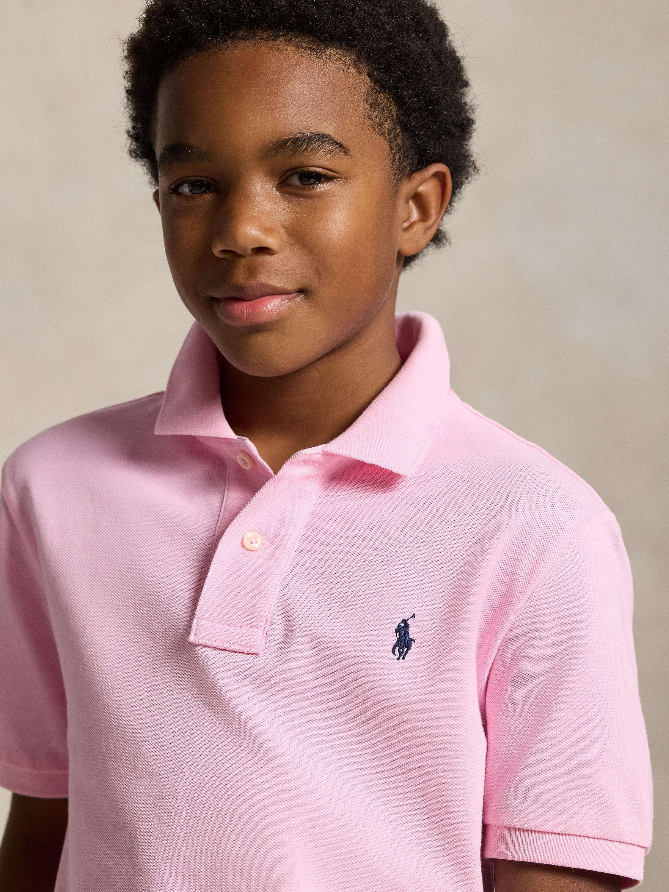 Kids' Pure Cotton Short Sleeved Polo Shirt, Pink