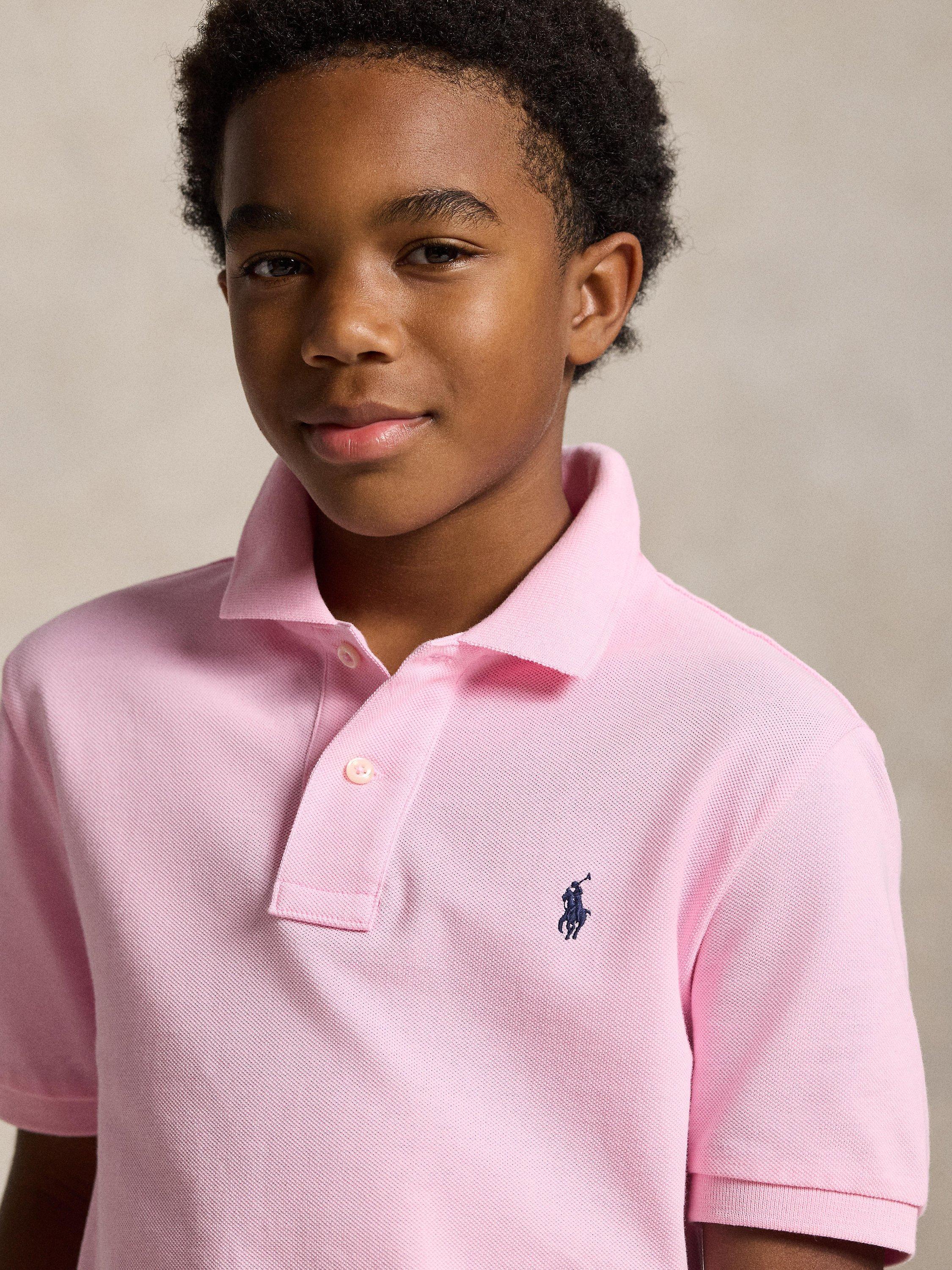 Kids' Pure Cotton Short Sleeved Polo Shirt, Pink