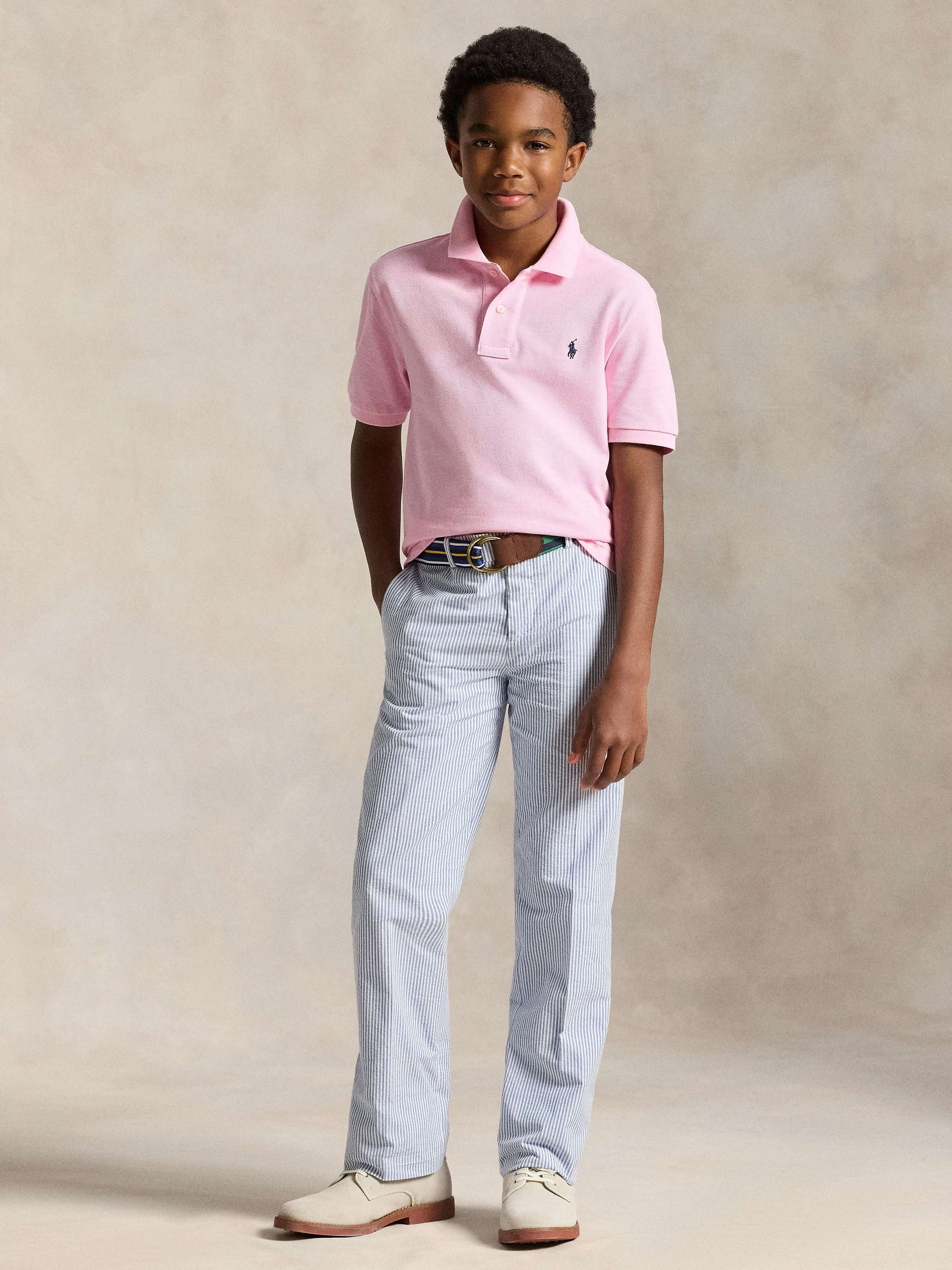 Kids' Pure Cotton Short Sleeved Polo Shirt, Pink