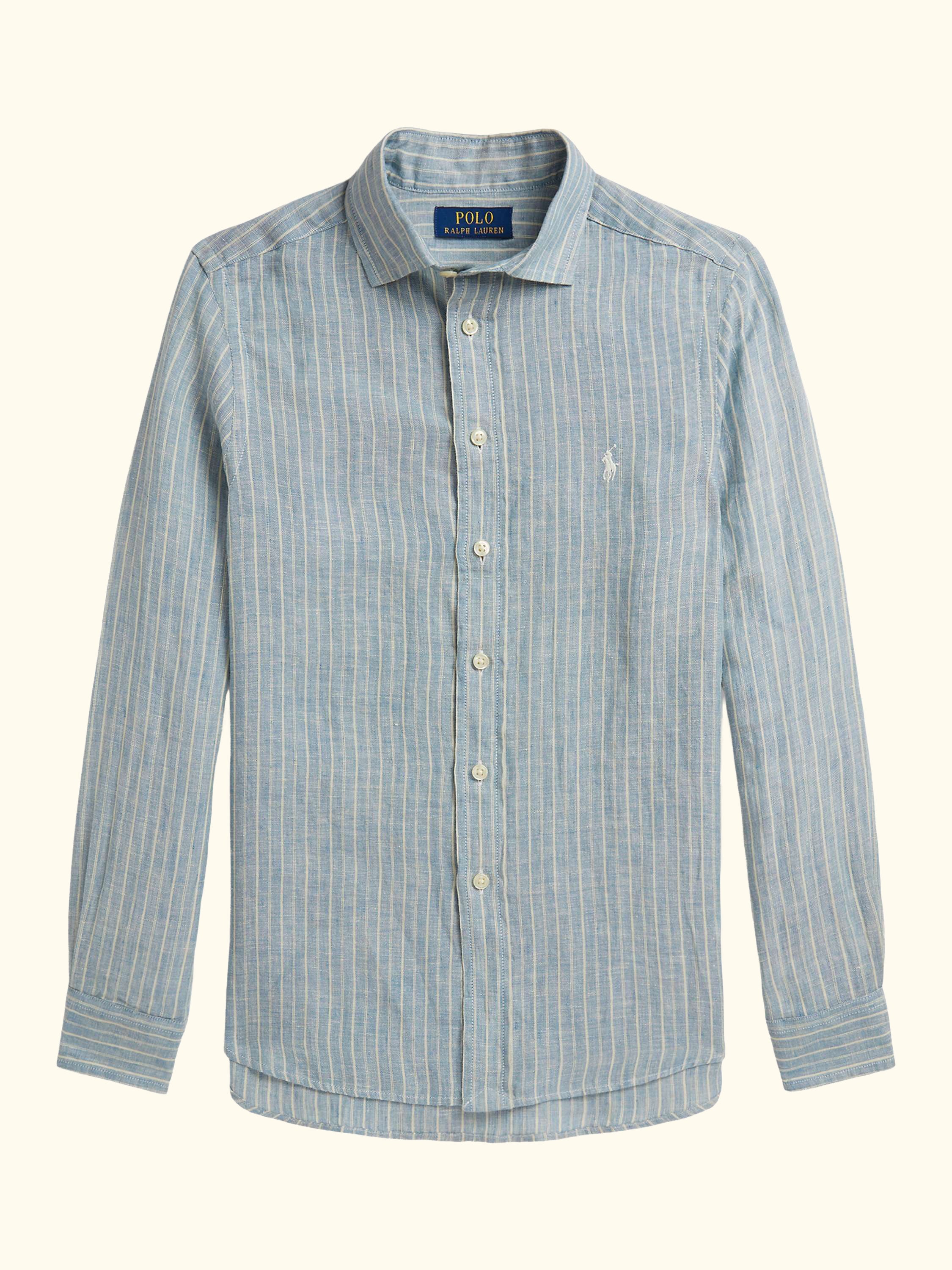 Kids' Pure Linen Long Sleeved Stripe Shirt, Multi