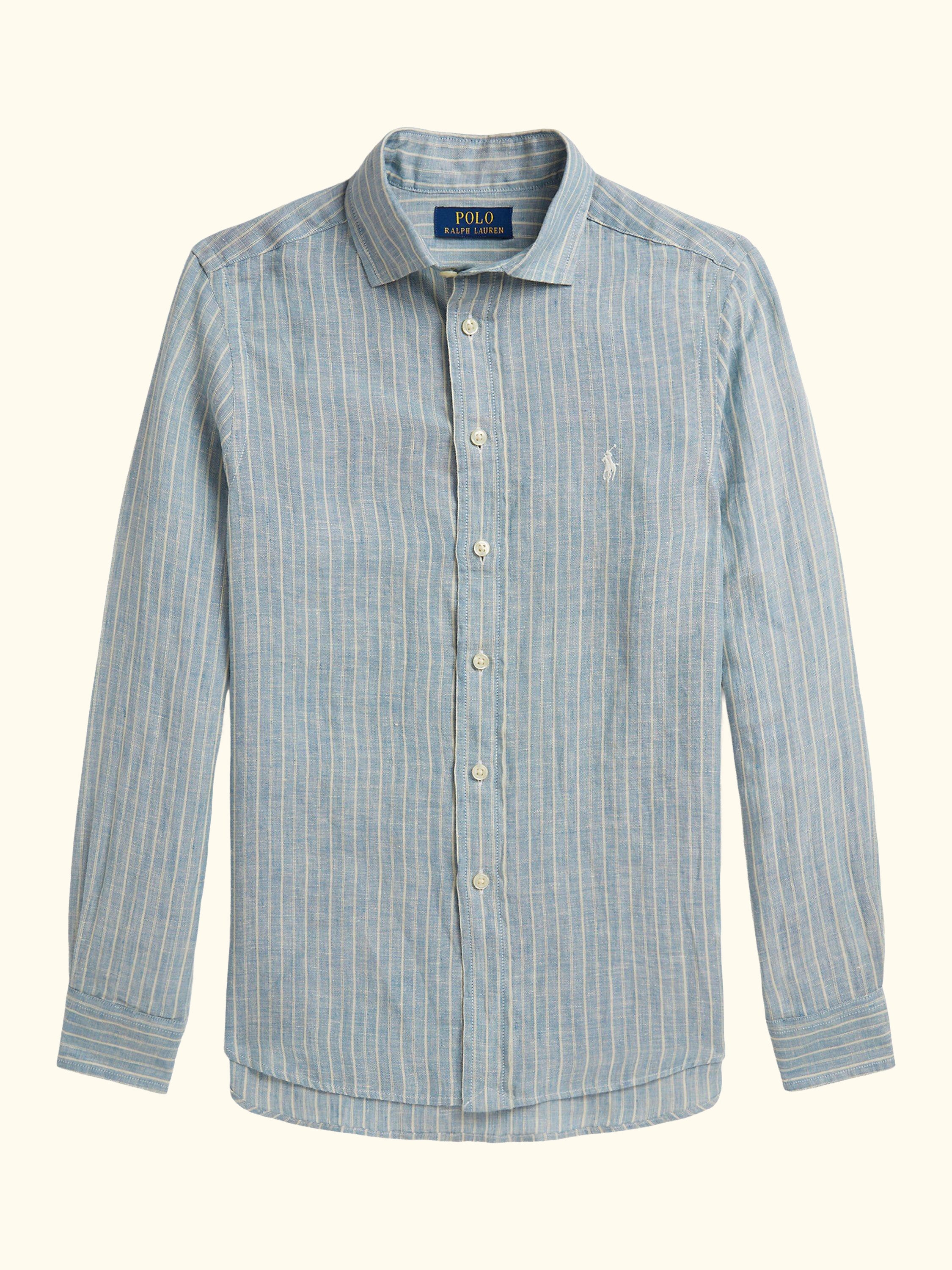 Kids' Pure Linen Long Sleeved Stripe Shirt, Multi