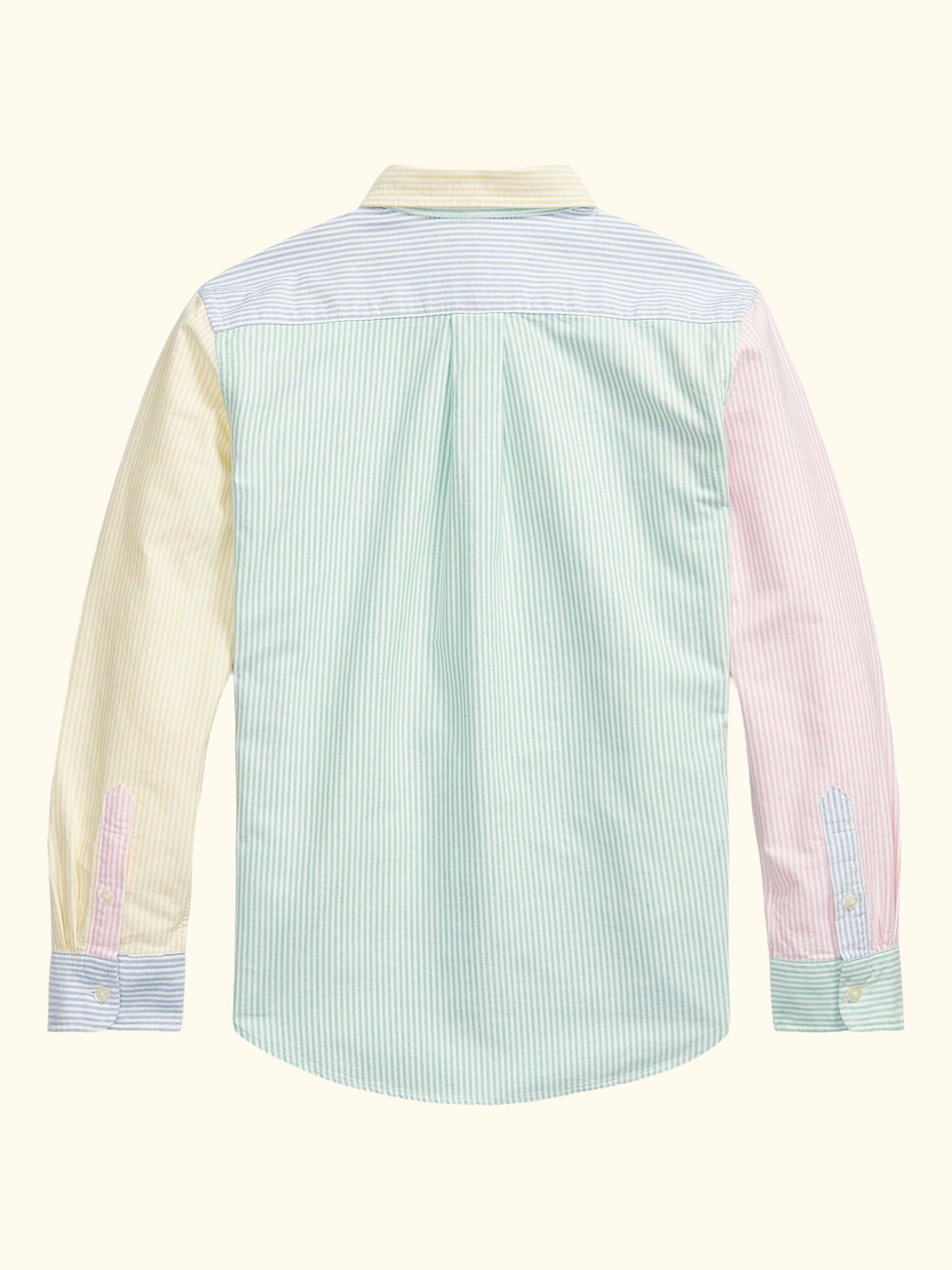 Kids' Cotton Long Sleeve Colourblock Oxford Stripe Shirt, Multi