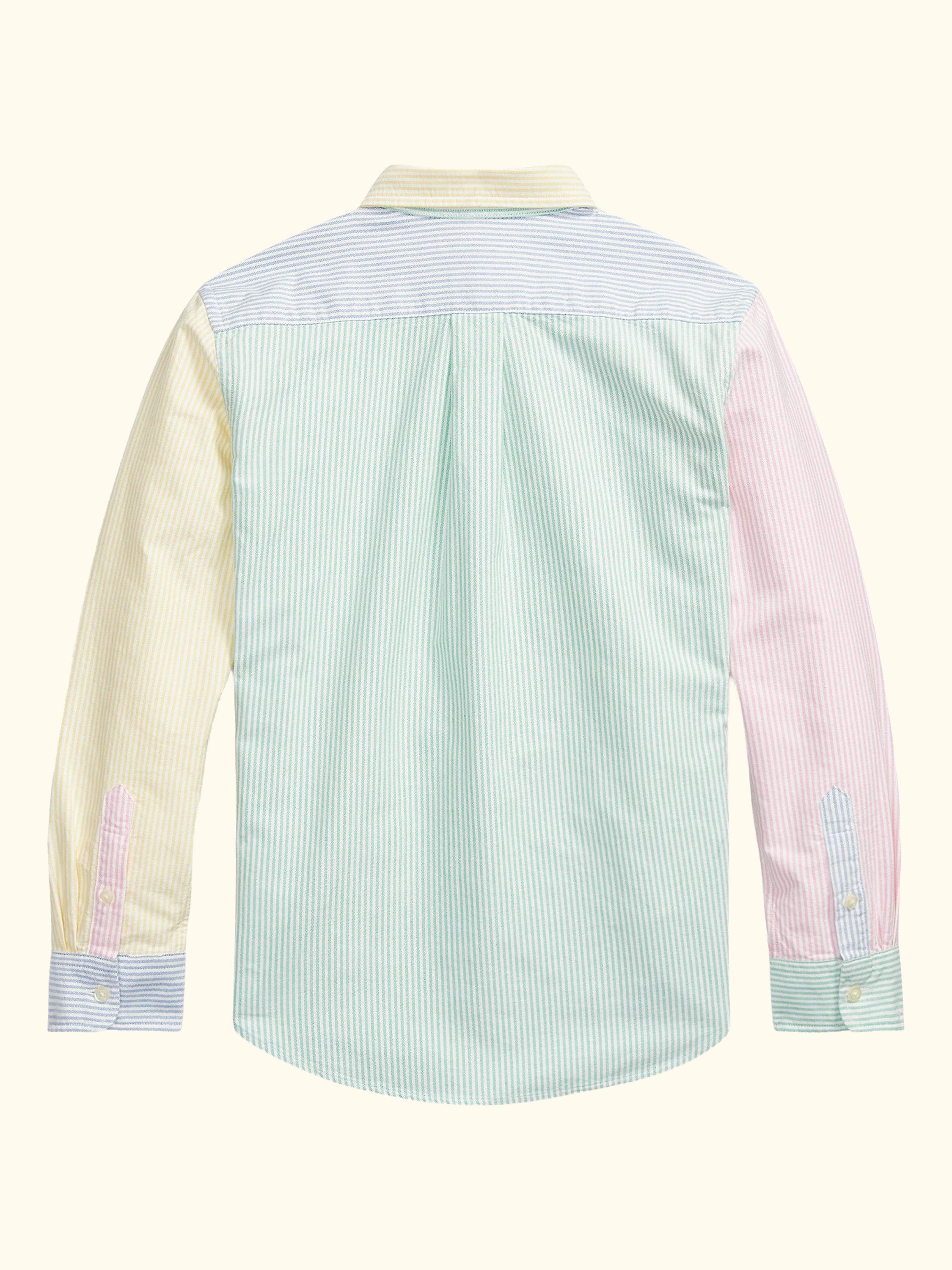 Kids' Cotton Long Sleeve Colourblock Oxford Stripe Shirt, Multi