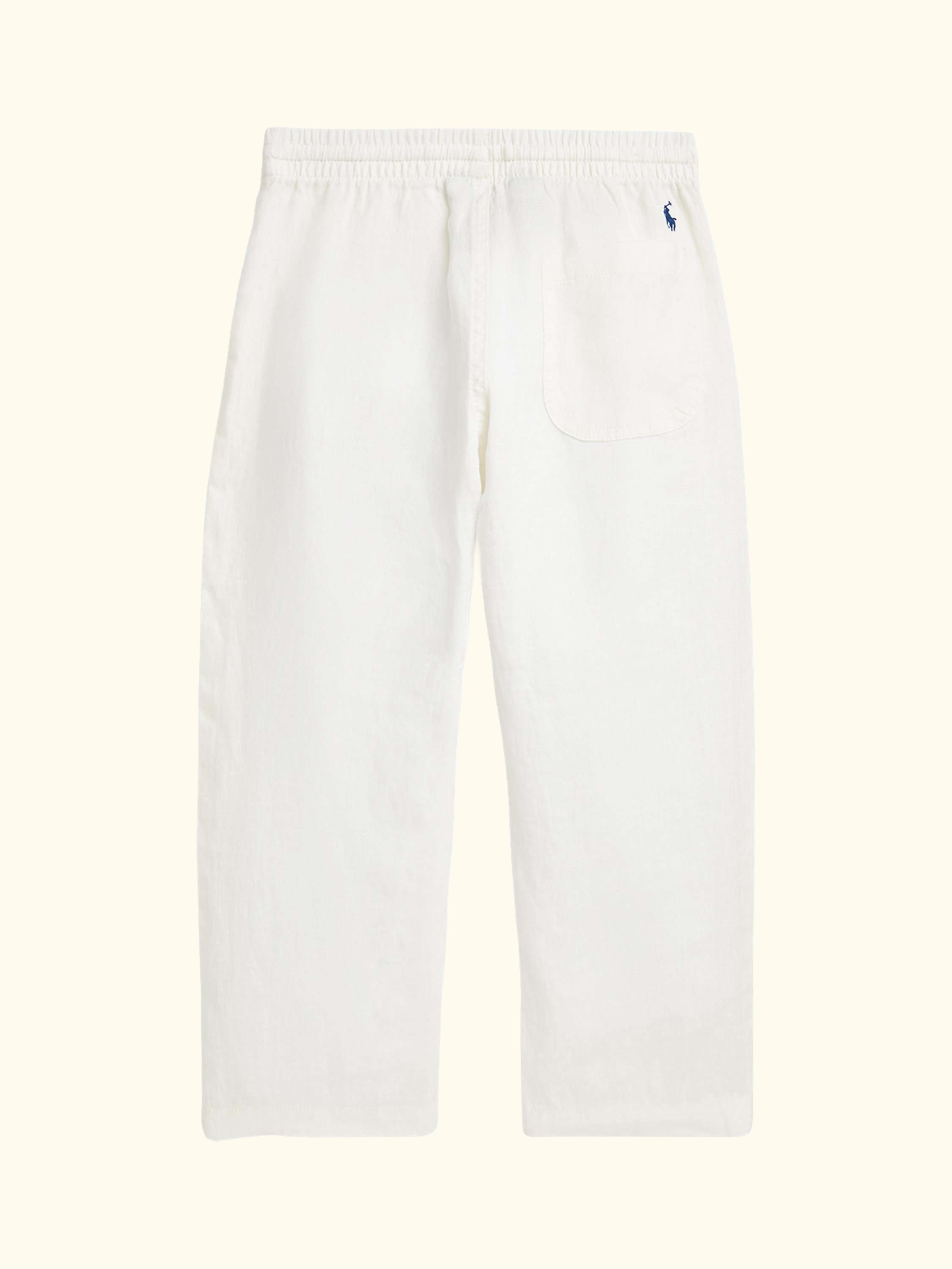 Kids' Pure Linen Drawstring Beach Trousers, White