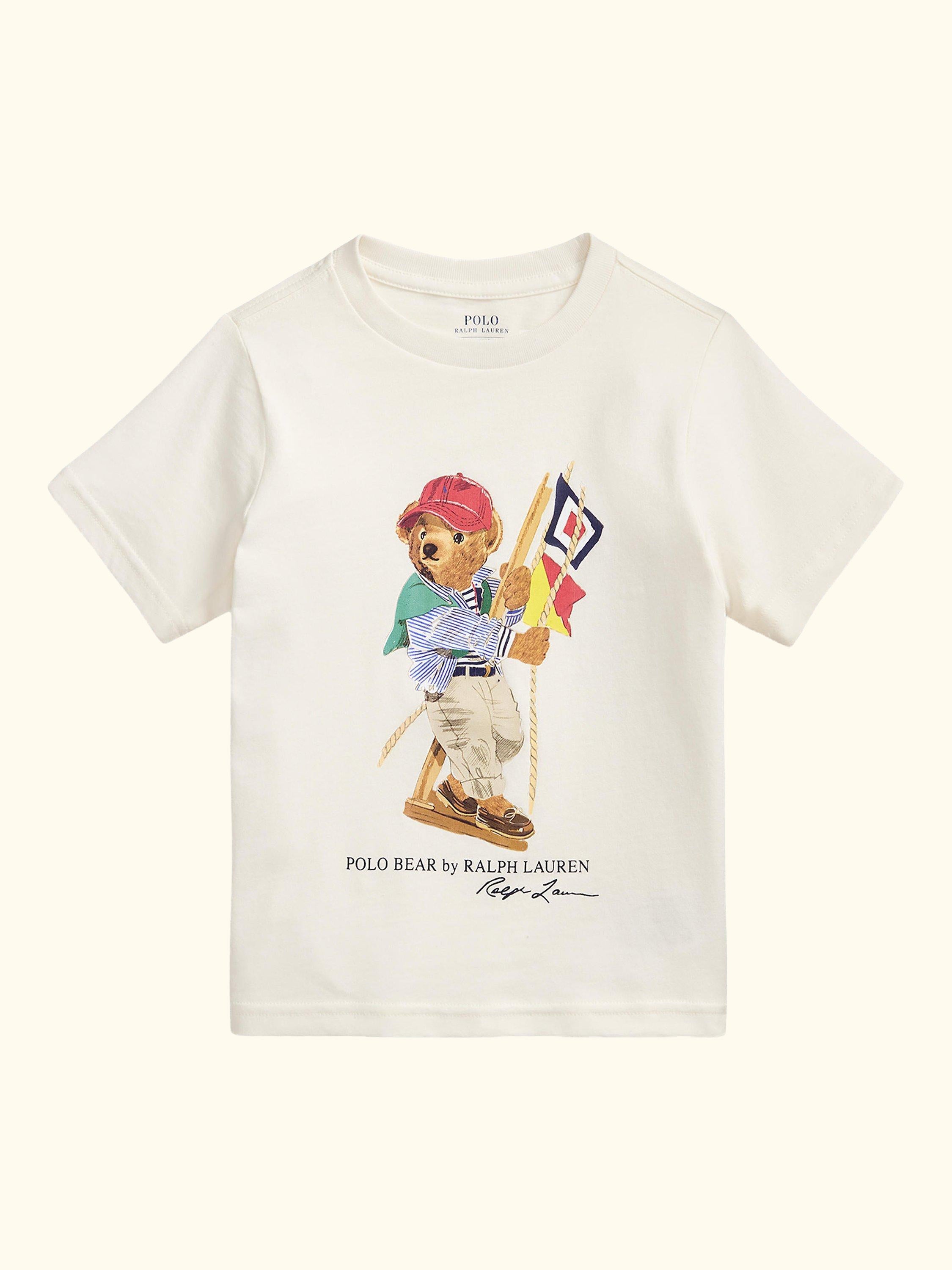 Kids' Short Sleeve Polo Bear T-Shirt, White