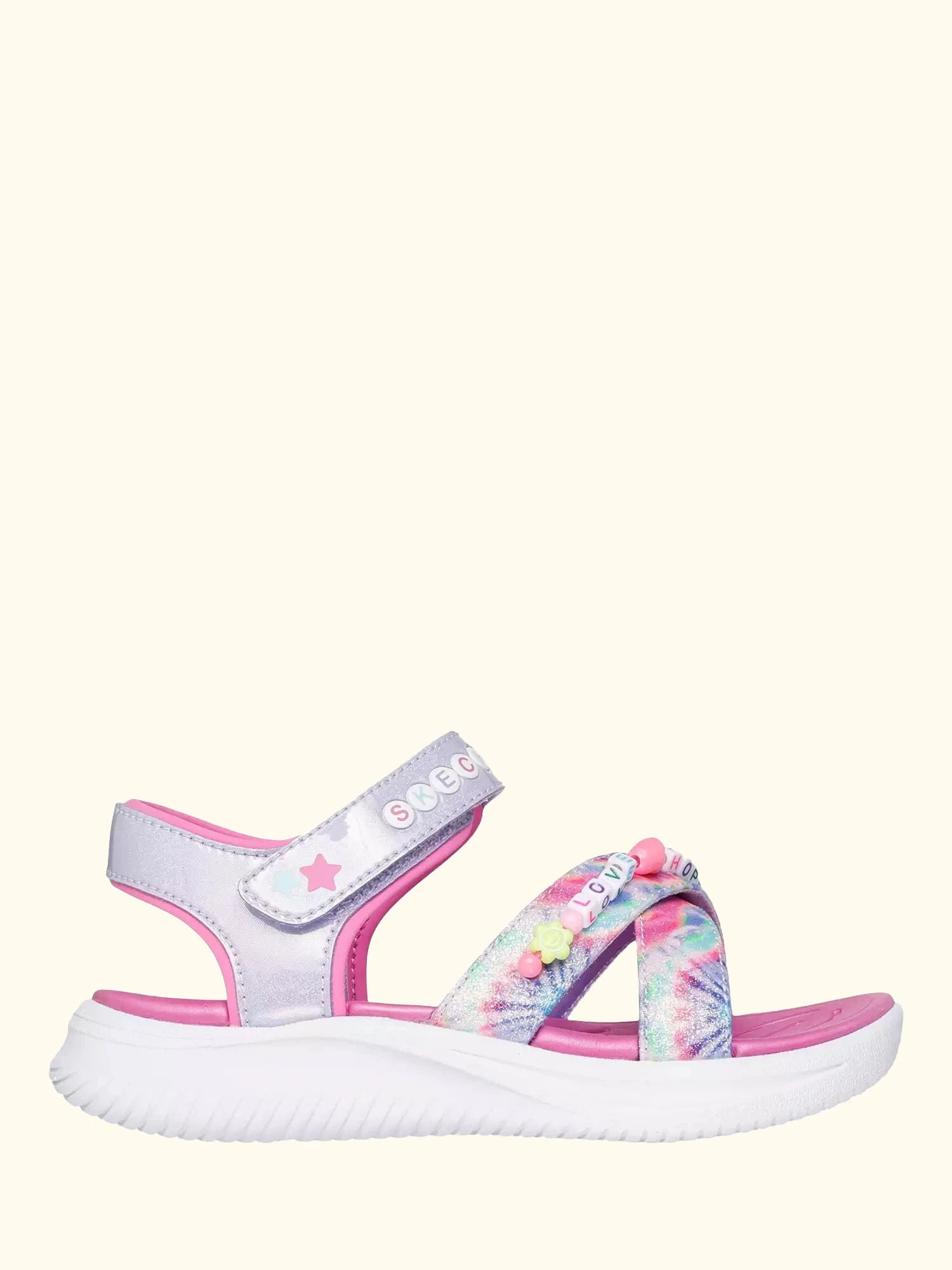 Skechers Kids' Jumpsters Tie Dye Bffs Open Toe Sandals, Lavender/Multi