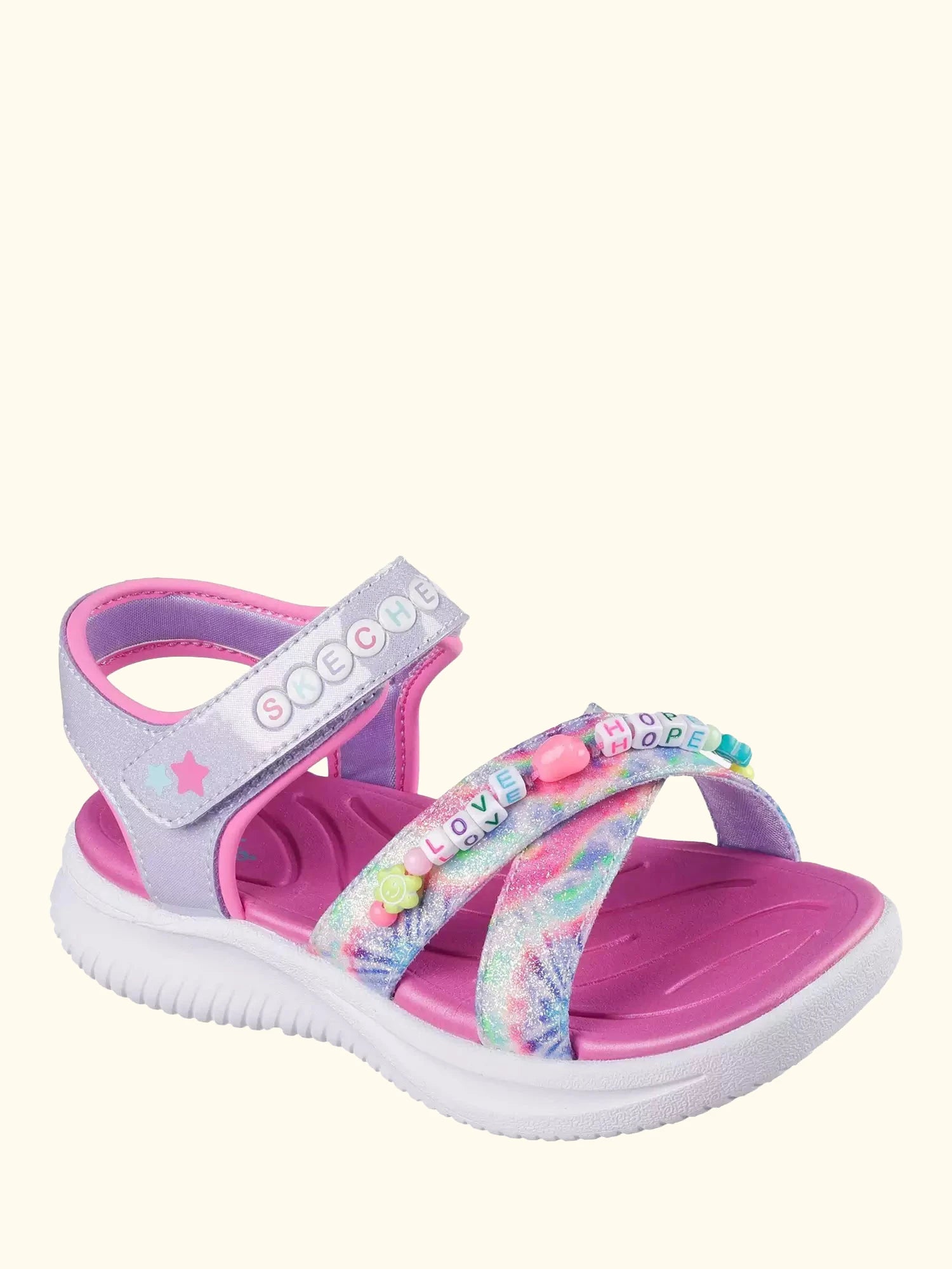 Skechers Kids' Jumpsters Tie Dye Bffs Open Toe Sandals, Lavender/Multi