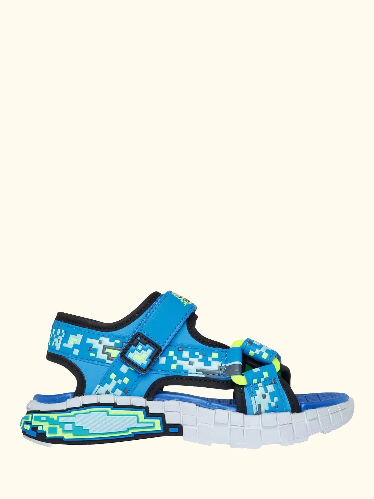 Skechers Kids' Mega Splash 4K Sandals, Black/Blue/Lime