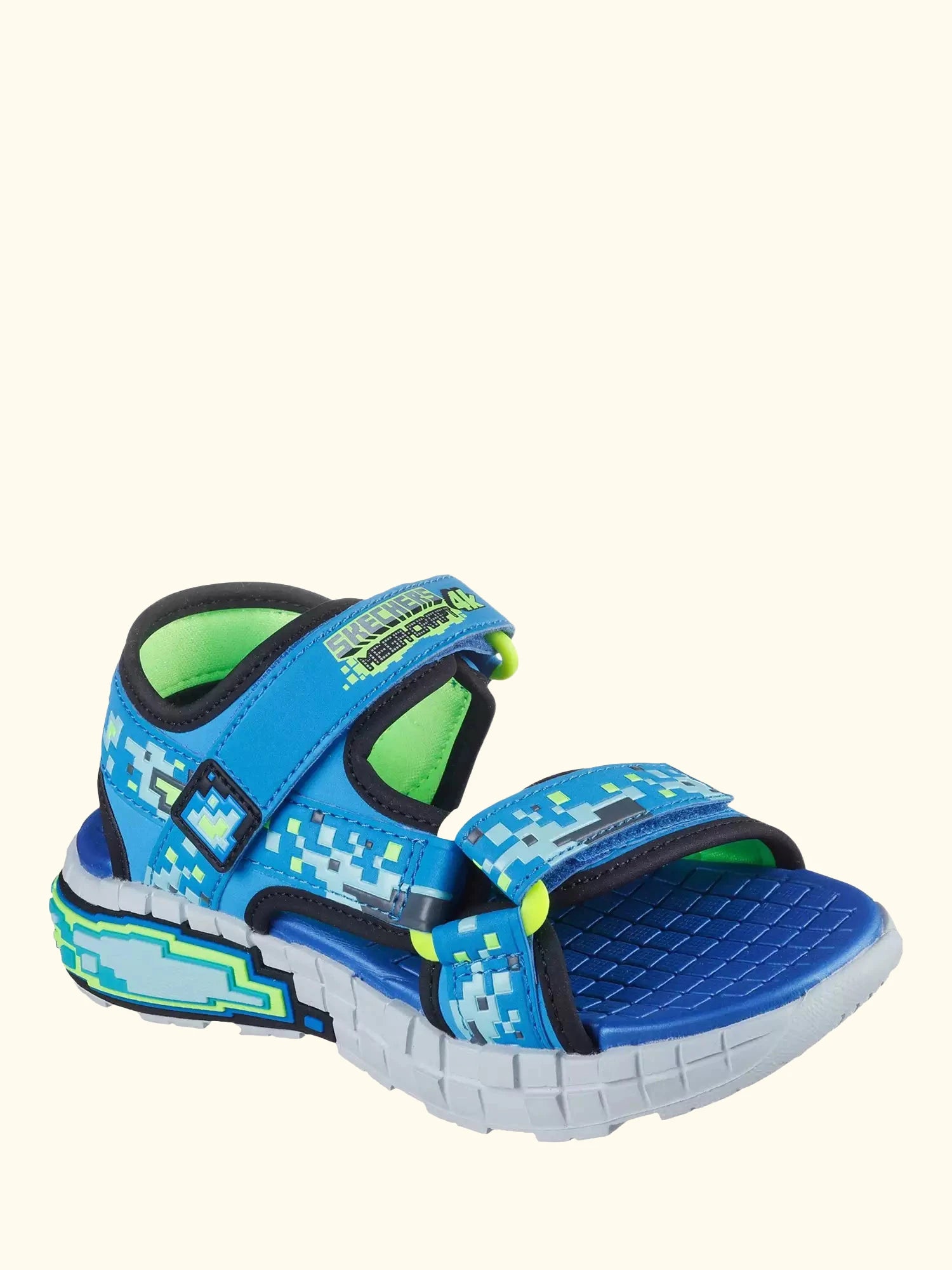 Skechers Kids' Mega Splash 4K Sandals, Black/Blue/Lime