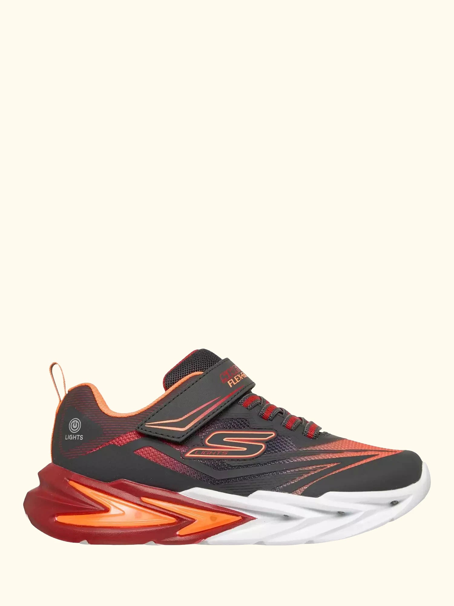Skechers Kids' S-Lights Flex-Glow Ultra Trainers, Charcoal/Red