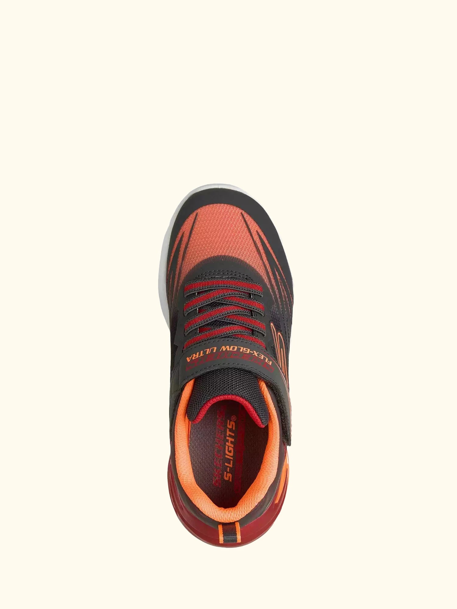 Skechers Kids' S-Lights Flex-Glow Ultra Trainers, Charcoal/Red