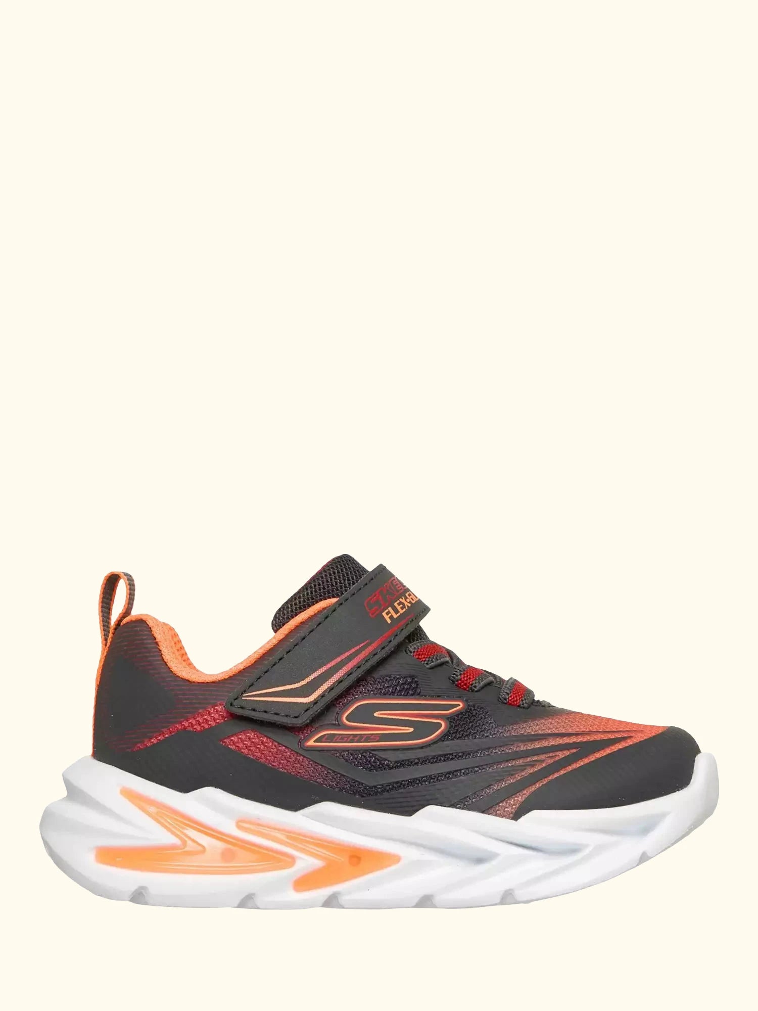Skechers Kids' Flex-Glow Ultra Mesh Trainers, Charcoal/Red