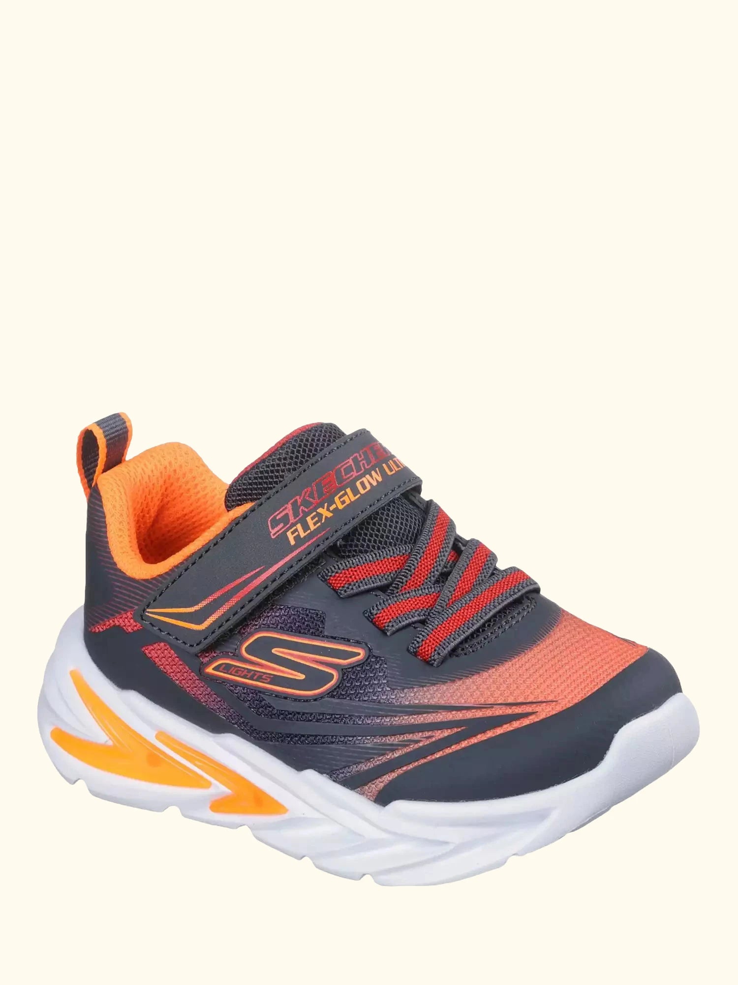 Skechers Kids' Flex-Glow Ultra Mesh Trainers, Charcoal/Red