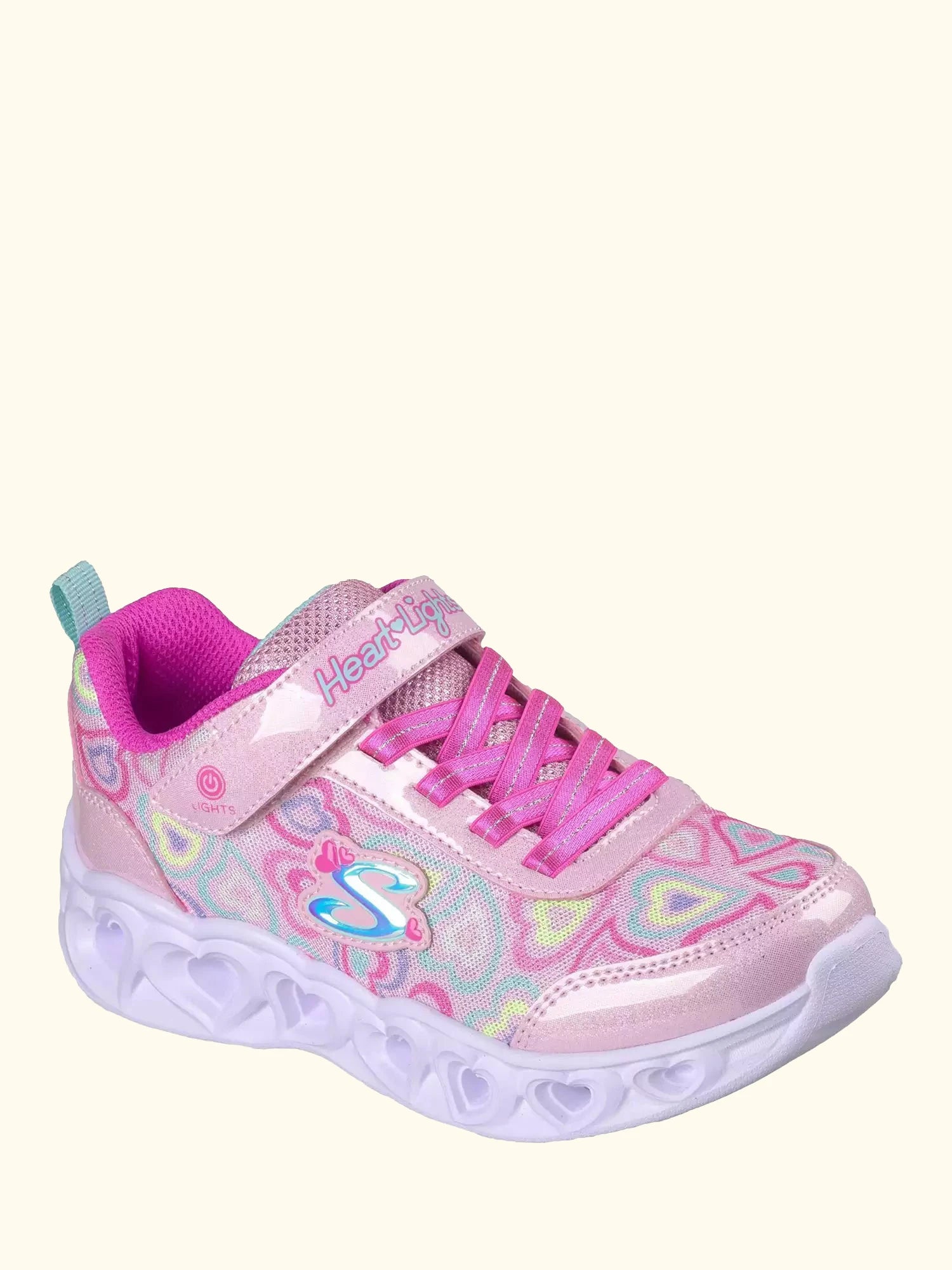 Skechers Kids' Heart Lights Boogie Love Trainers, Light Pink/Multi