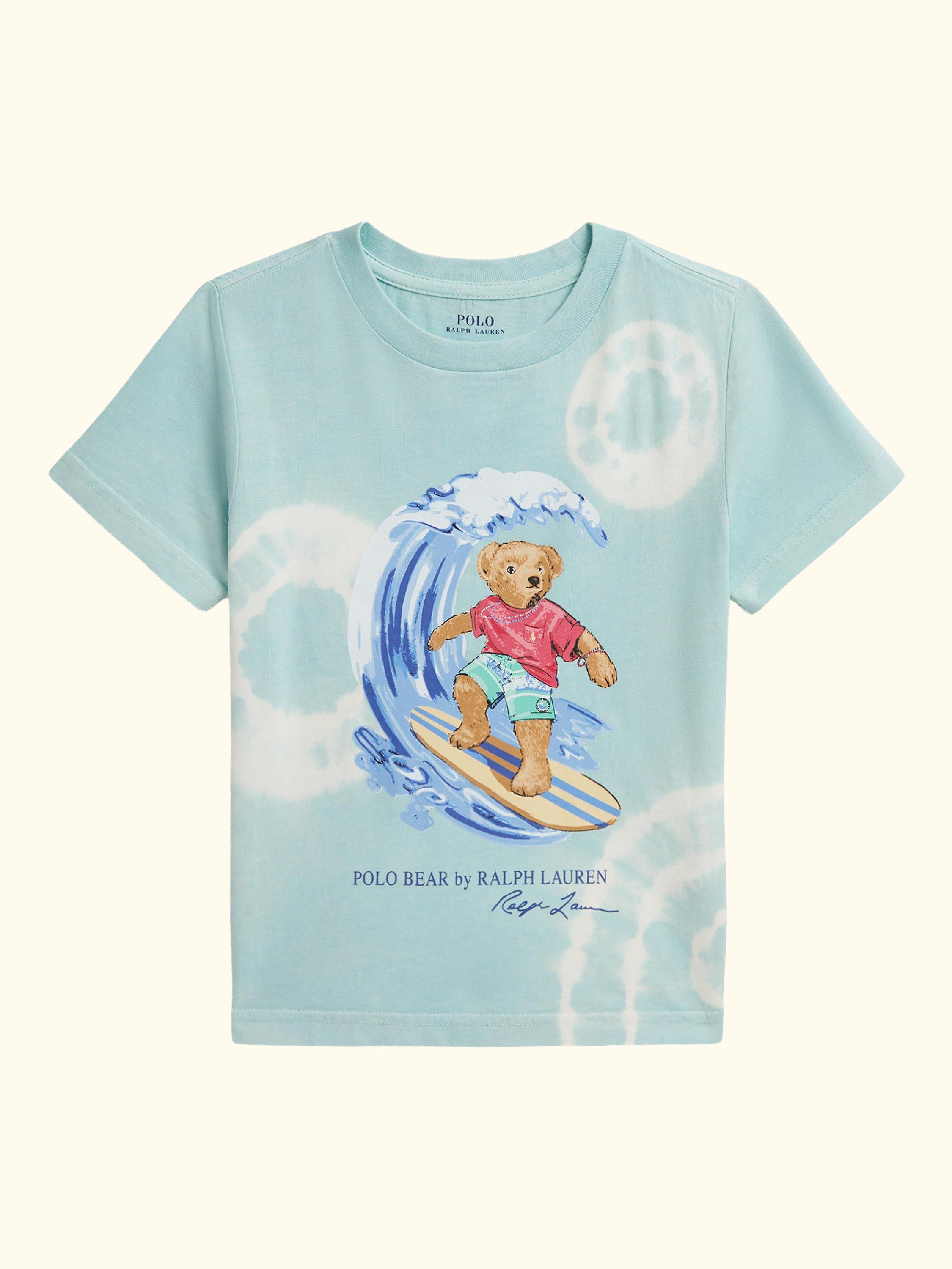 Kids' Short Sleeve Polo Bear Surf T-Shirt, Parakeet