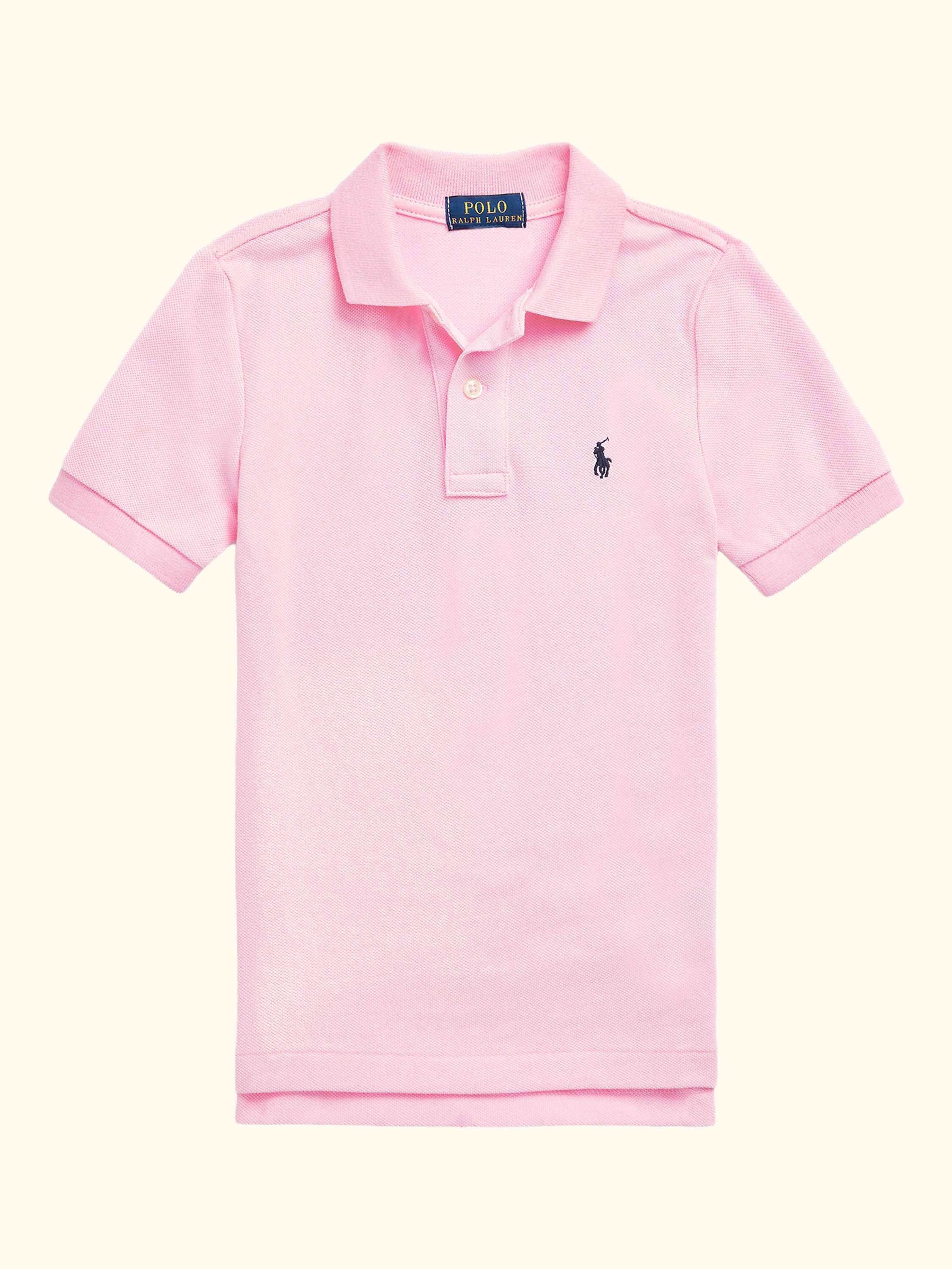 Kids' Pure Cotton Short Sleeved Polo Shirt, Carmel Pink