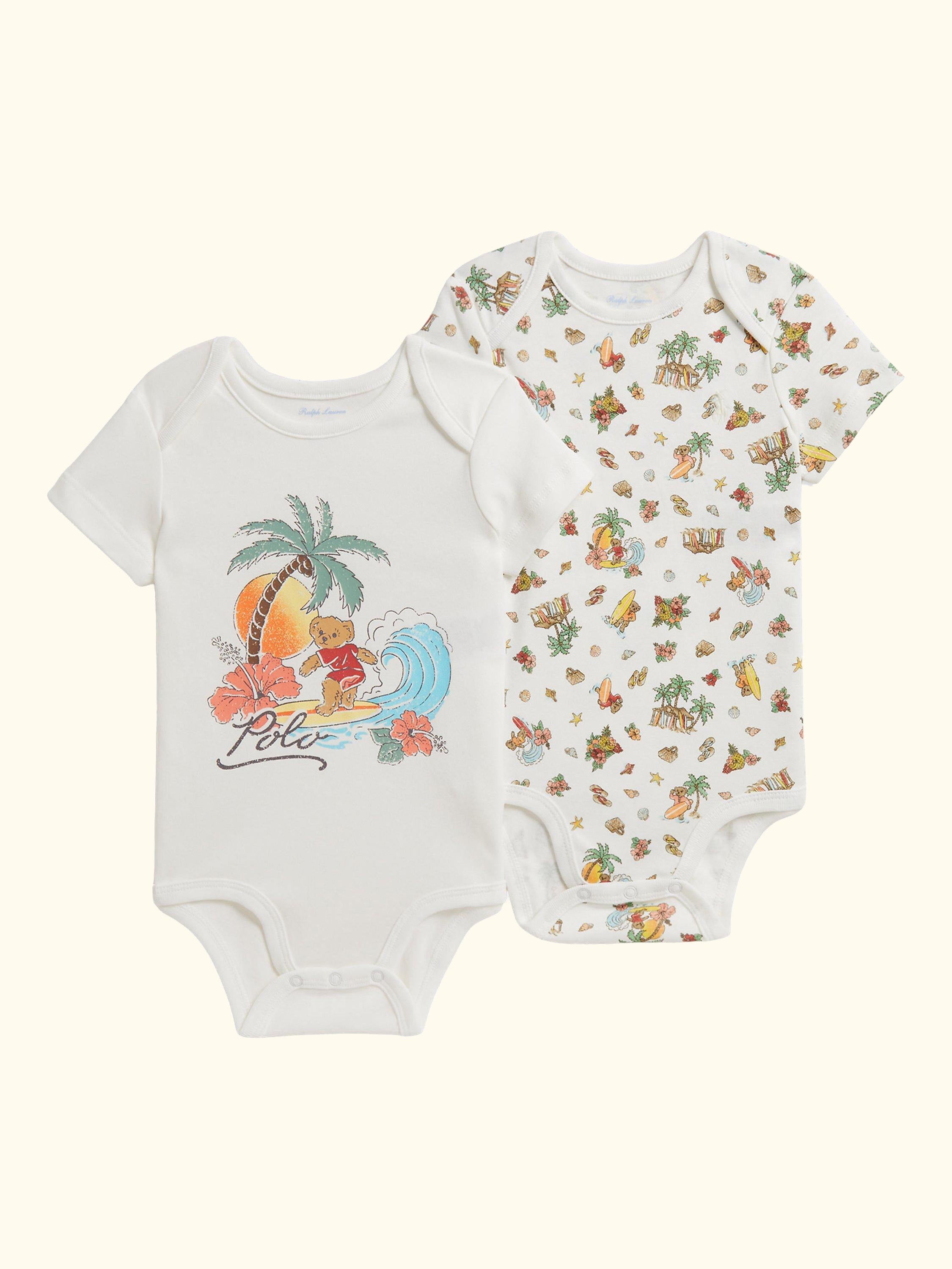 Baby Polo Bear Surf Print Bodysuit, Pack of 2, Multi