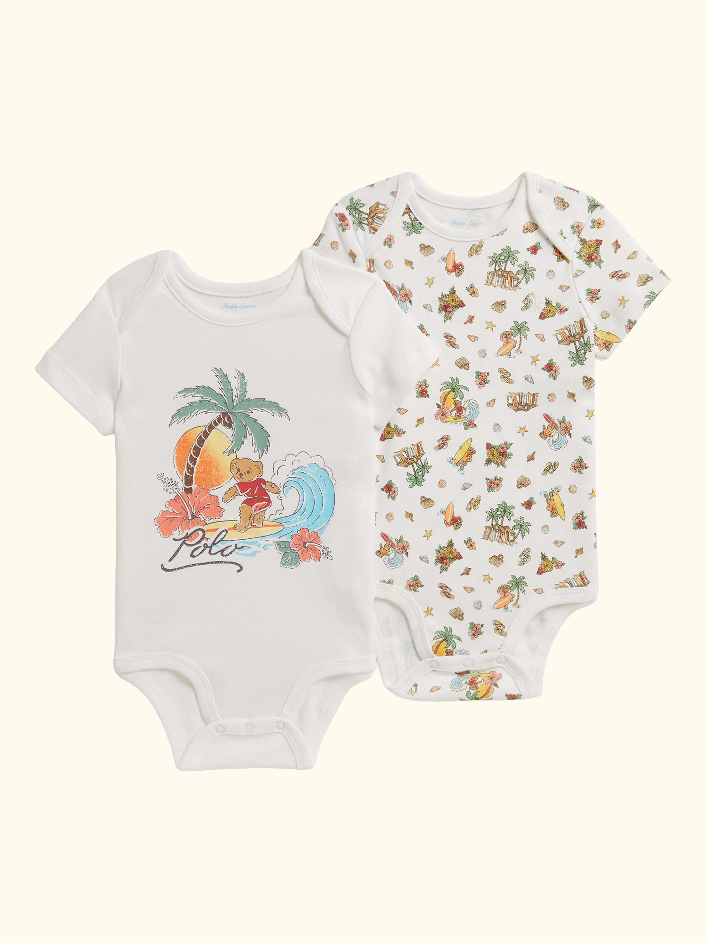 Baby Polo Bear Surf Print Bodysuit, Pack of 2, Multi