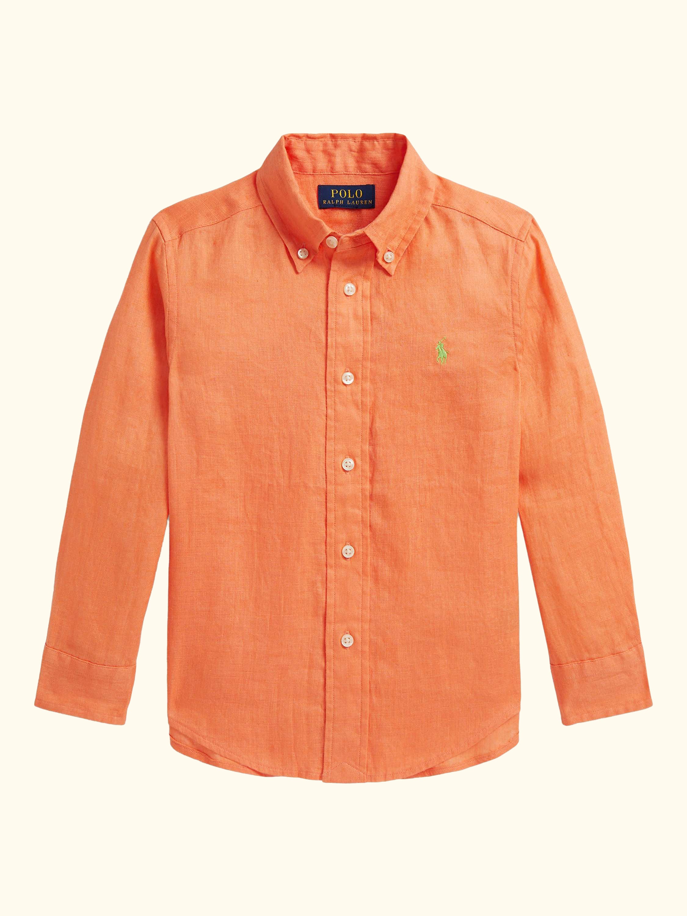 Kids' Pure Linen Long Sleeved Sport Shirt, Poppy