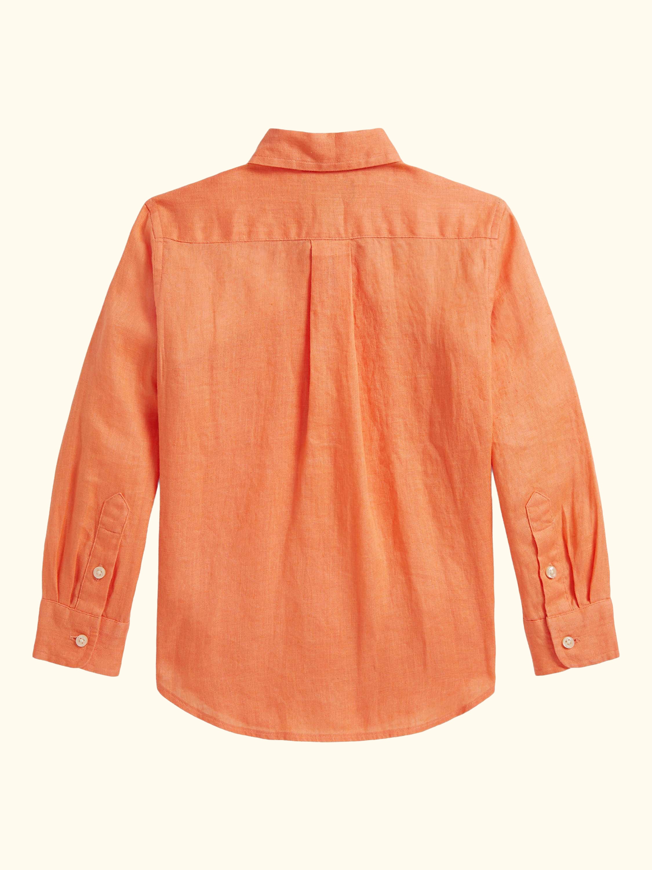 Kids' Pure Linen Long Sleeved Sport Shirt, Poppy