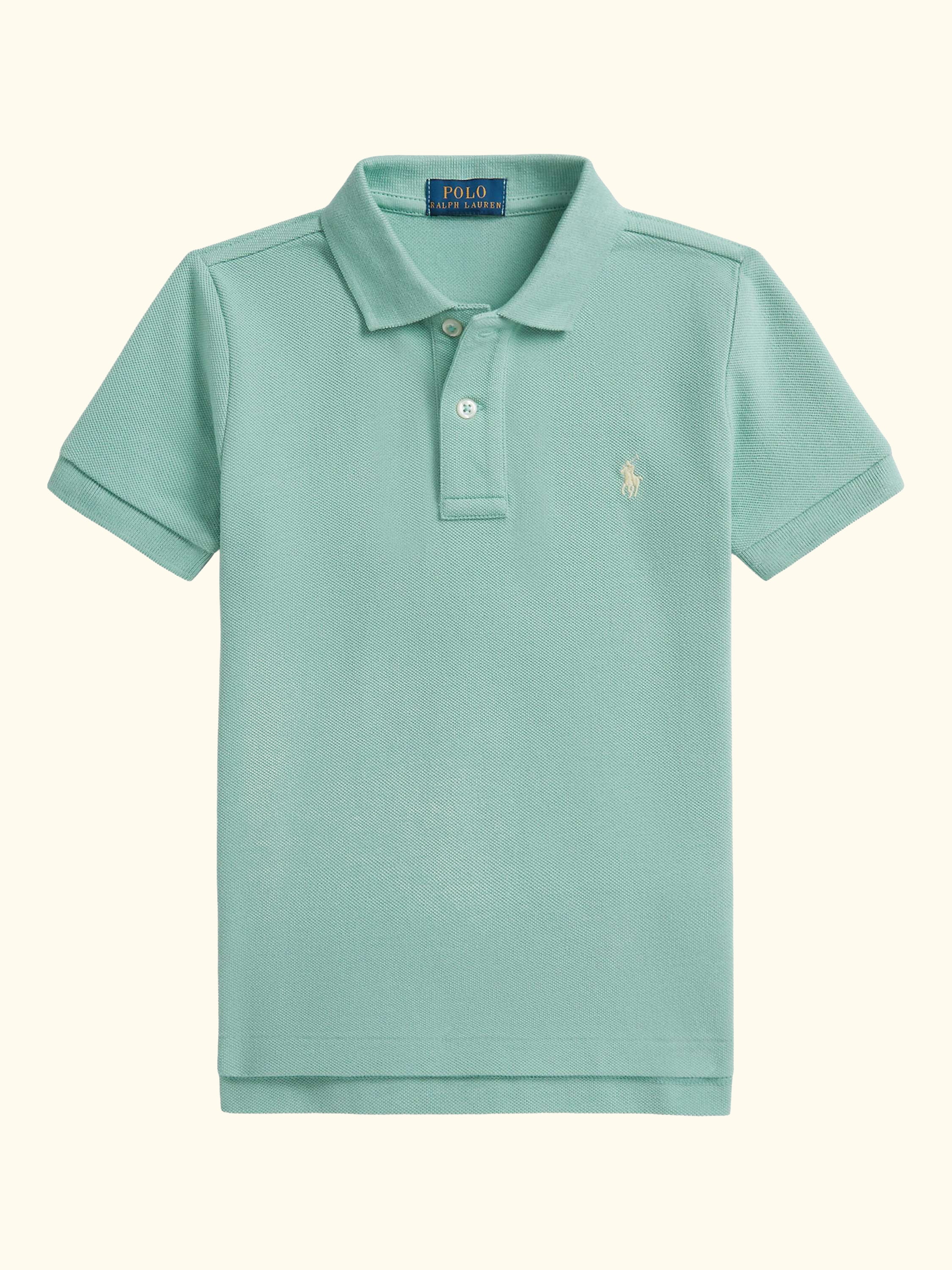 Kids' Pure Cotton Short Sleeved Polo Shirt, Celadon
