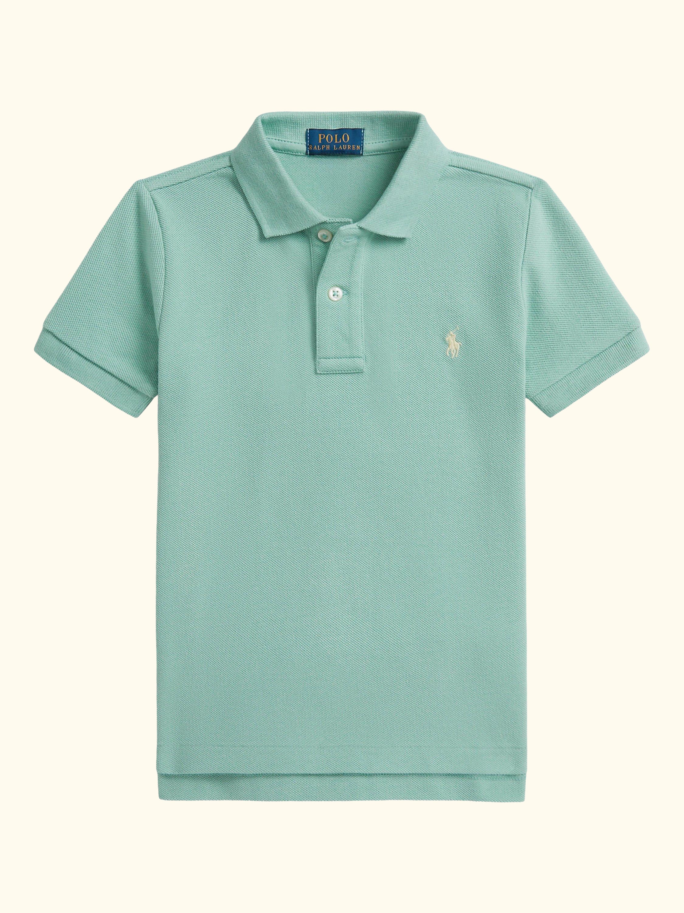 Kids' Pure Cotton Short Sleeved Polo Shirt, Celadon