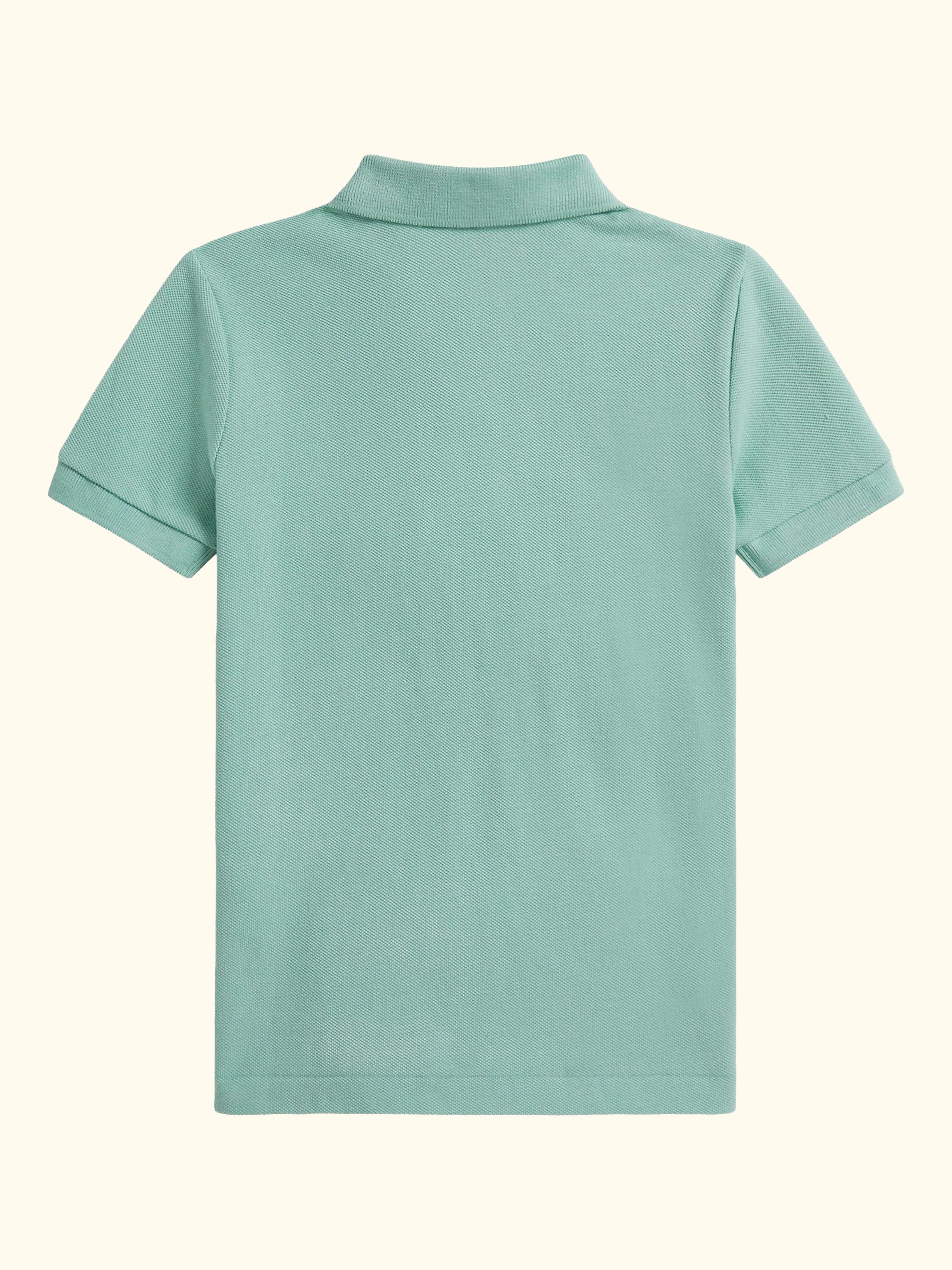 Kids' Pure Cotton Short Sleeved Polo Shirt, Celadon