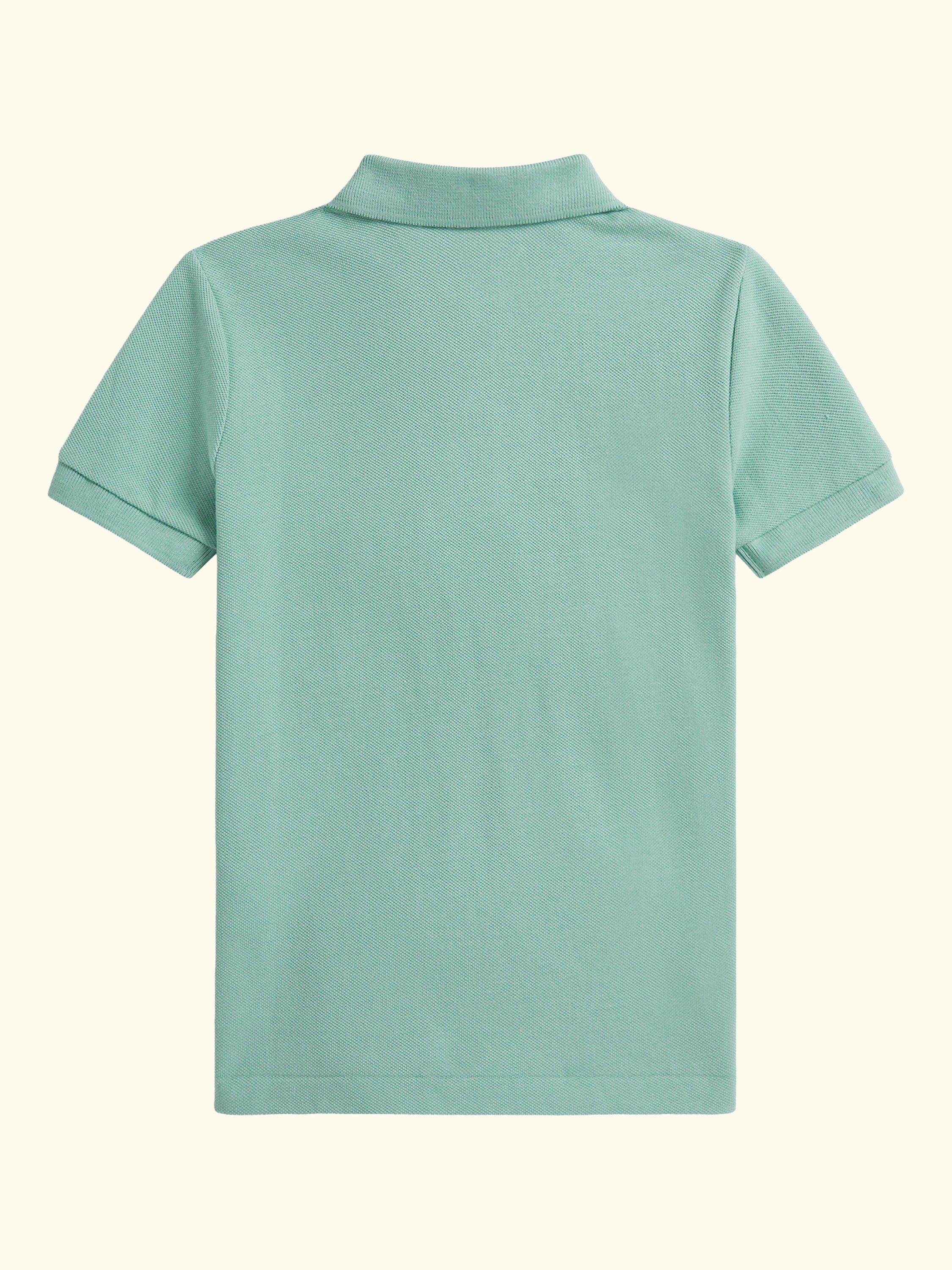 Kids' Pure Cotton Short Sleeved Polo Shirt, Celadon