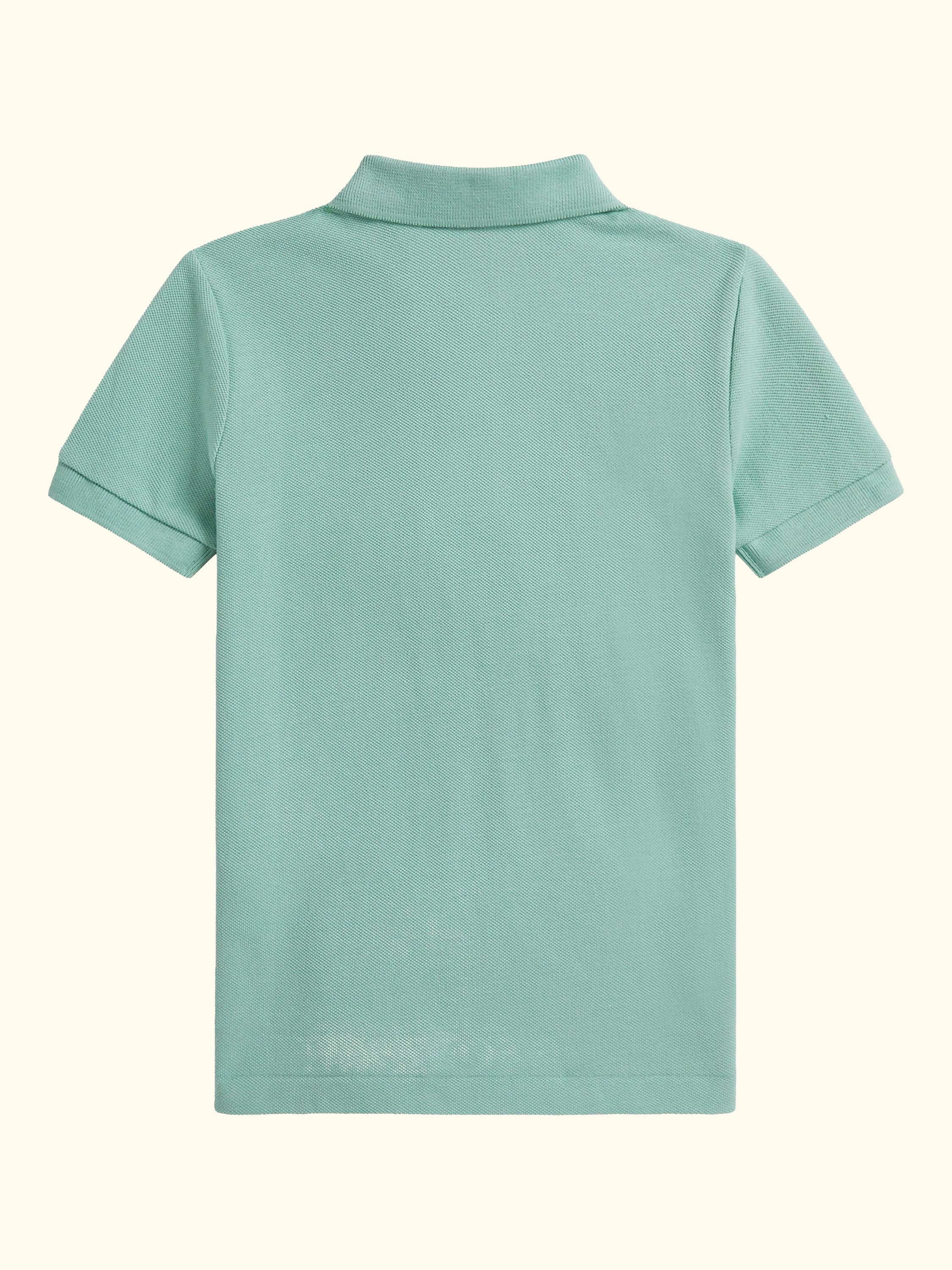 Kids' Pure Cotton Short Sleeved Polo Shirt, Celadon