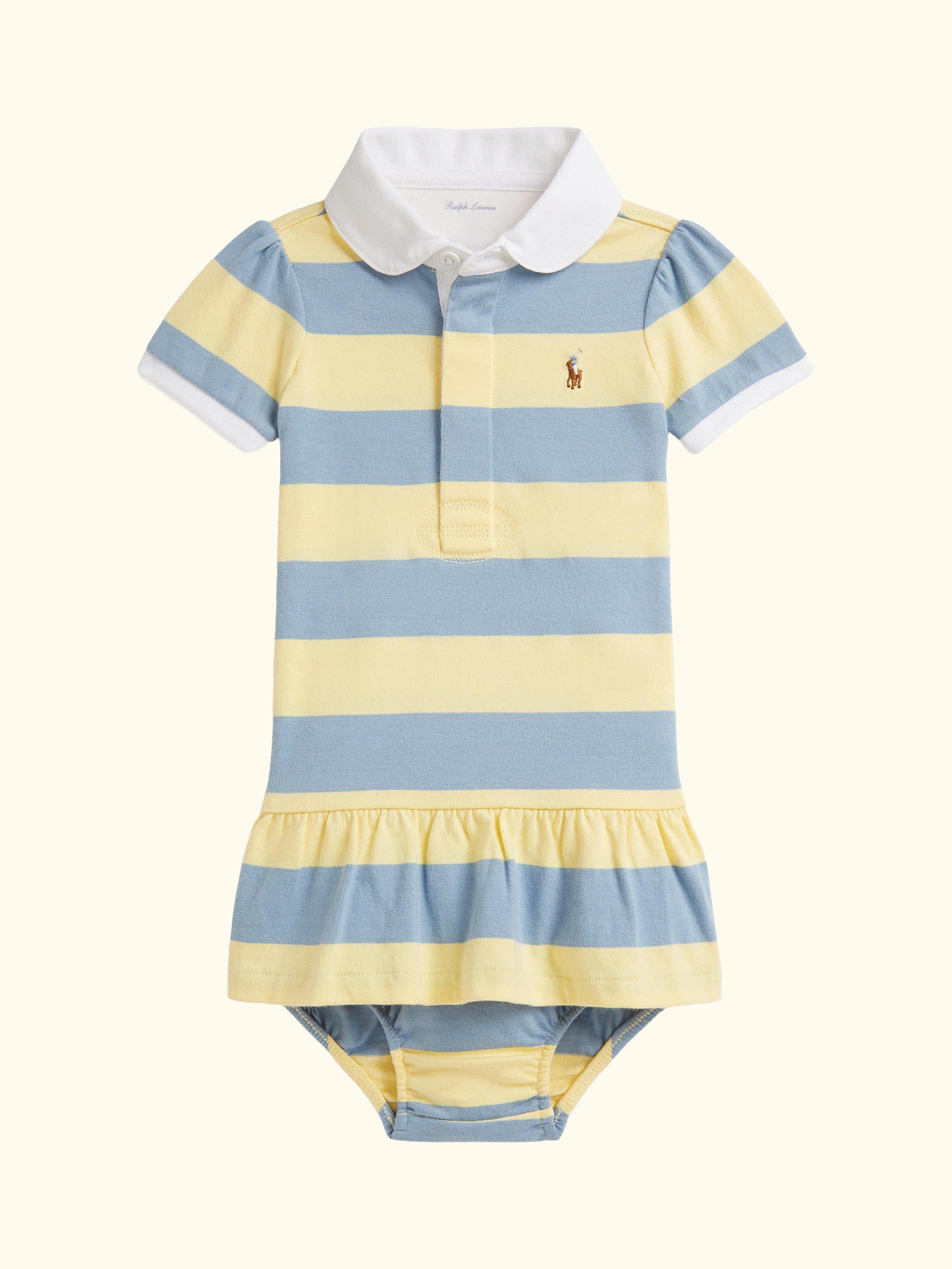 Baby Rugby Shirt Stripe Dress, T-bird Yellow