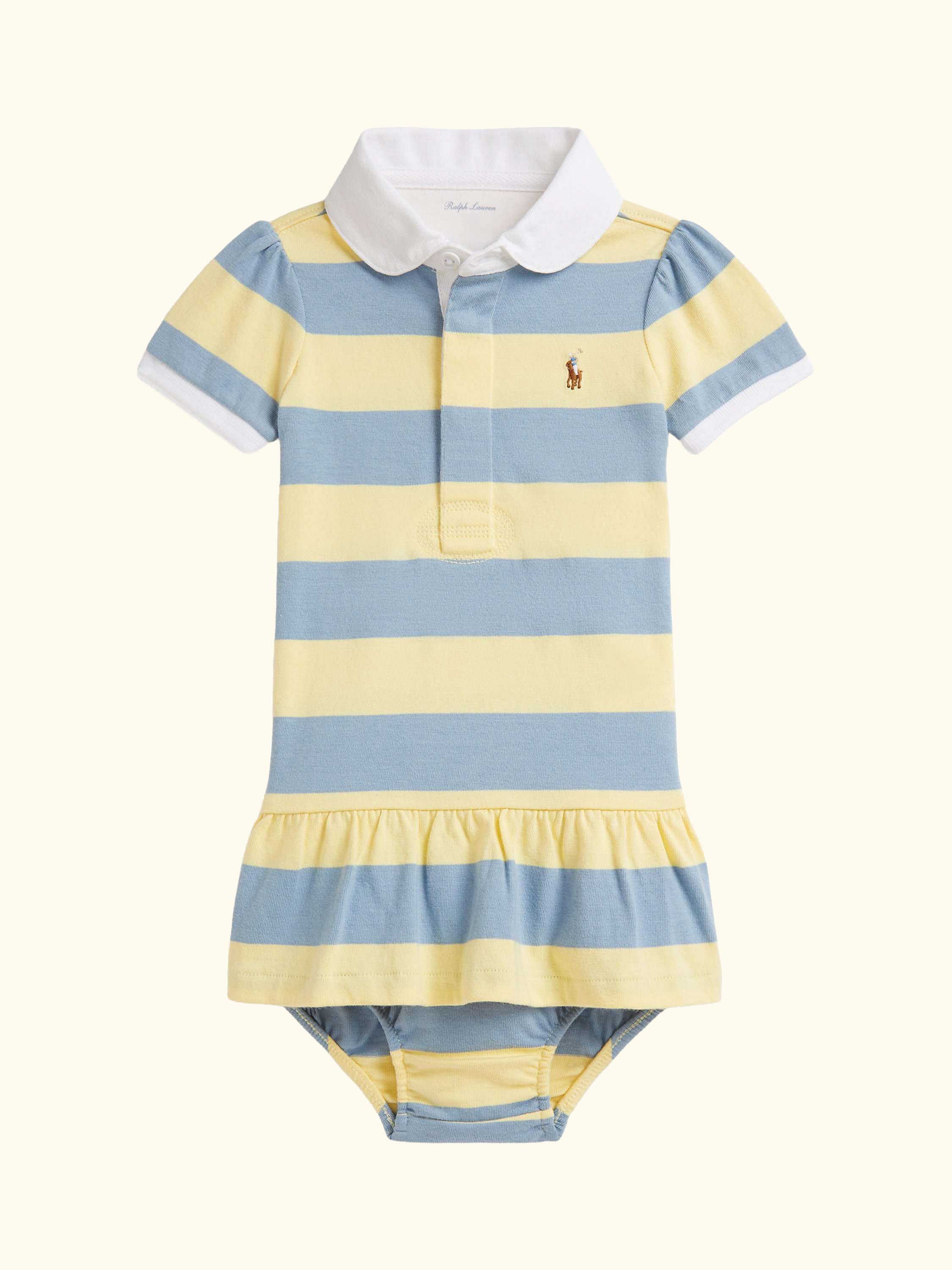 Baby Rugby Shirt Stripe Dress, T-bird Yellow