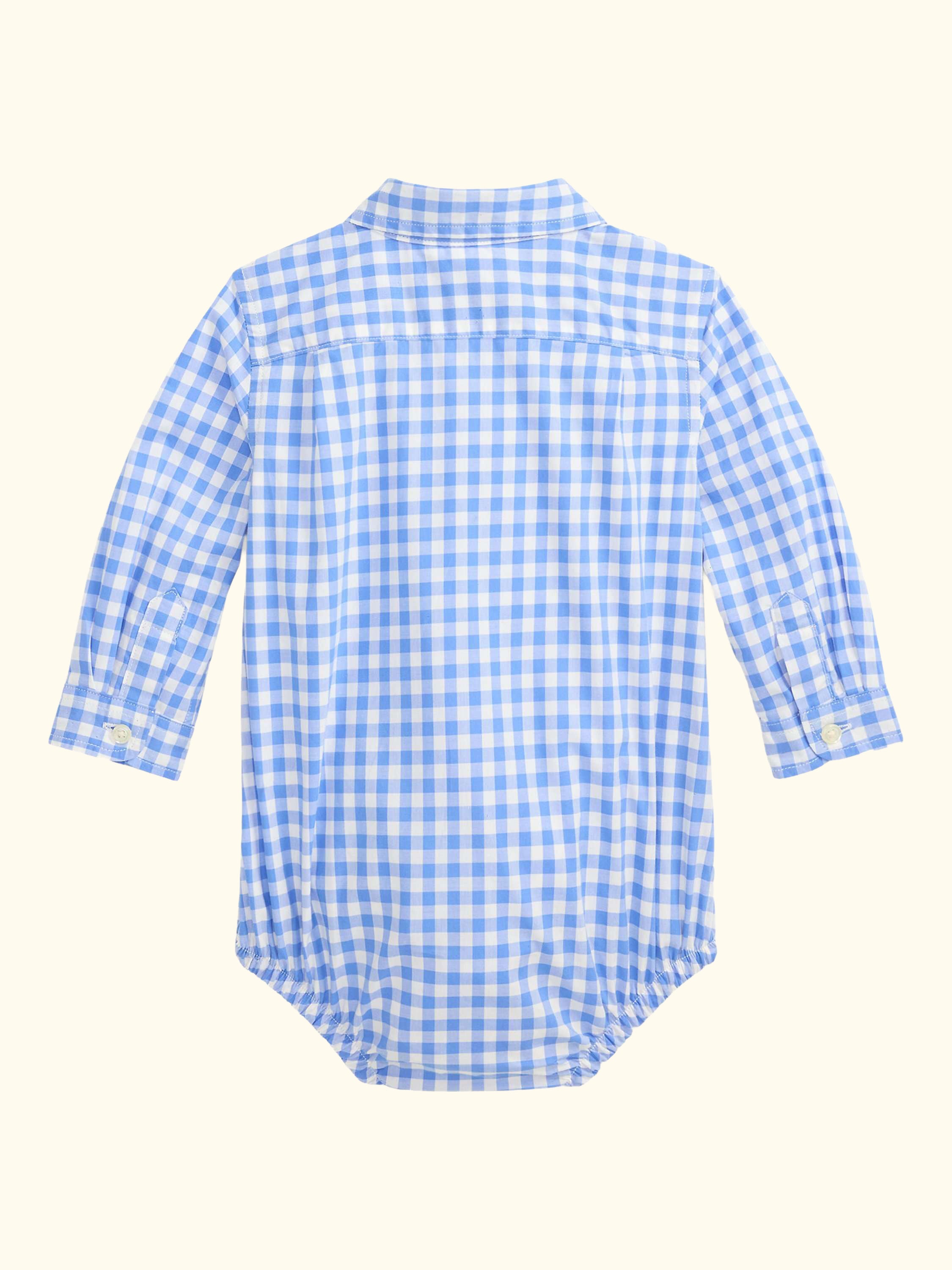 Baby Gingham Cotton Poplin Long Sleeve Shirt Bodysuit, Multi