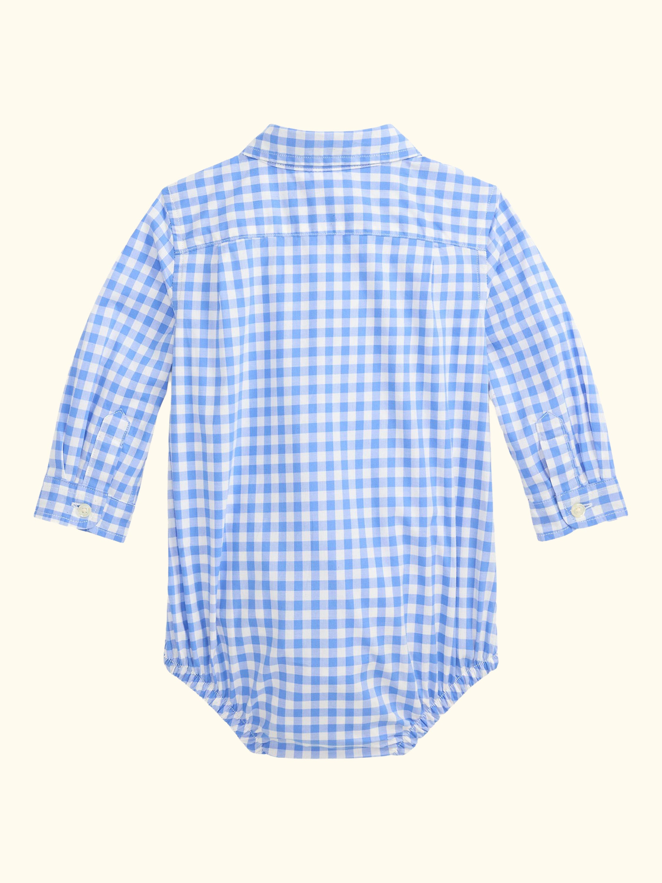 Baby Gingham Cotton Poplin Long Sleeve Shirt Bodysuit, Multi