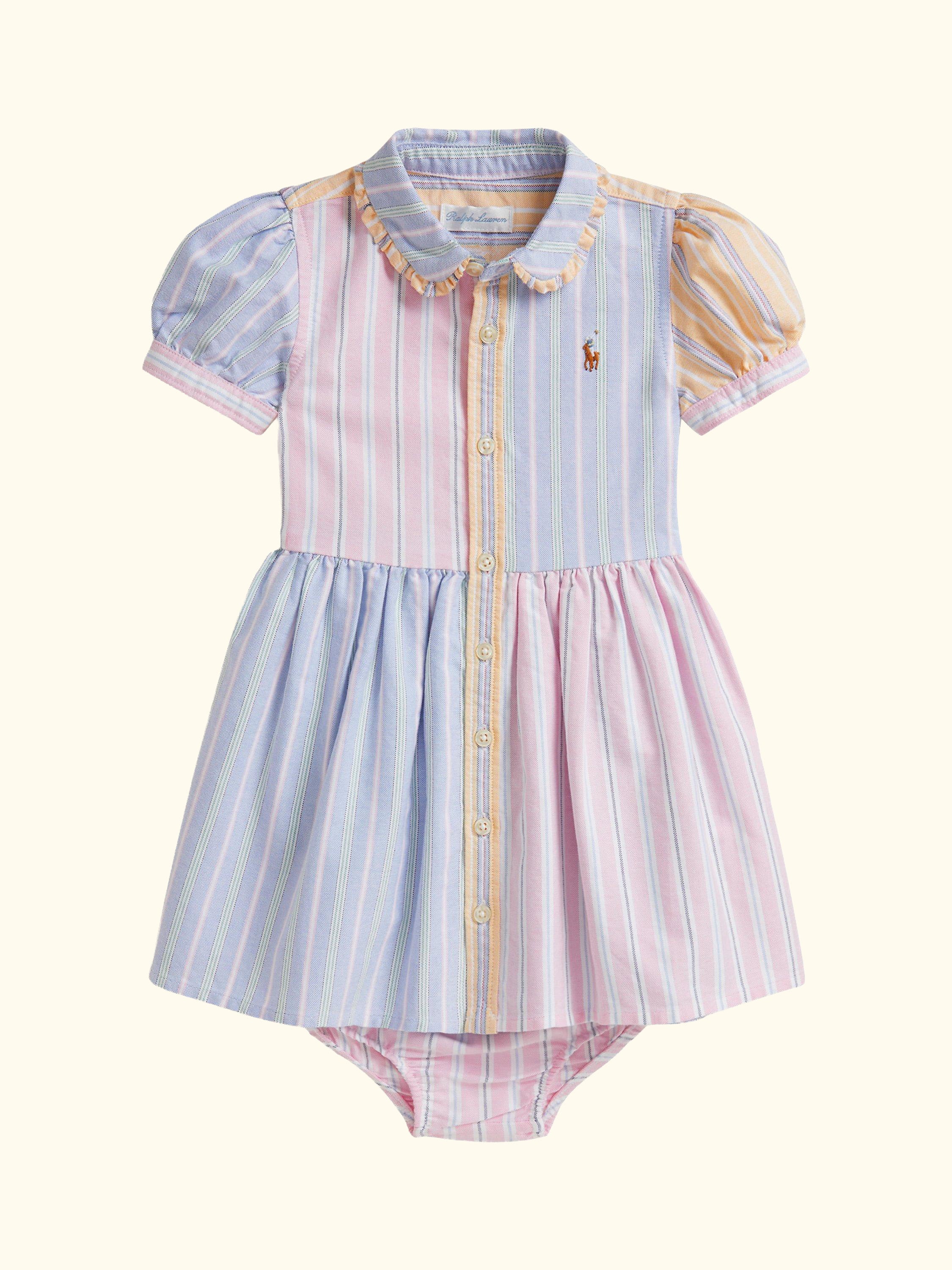 Baby Woven Stripe Cotton Dress, Multi