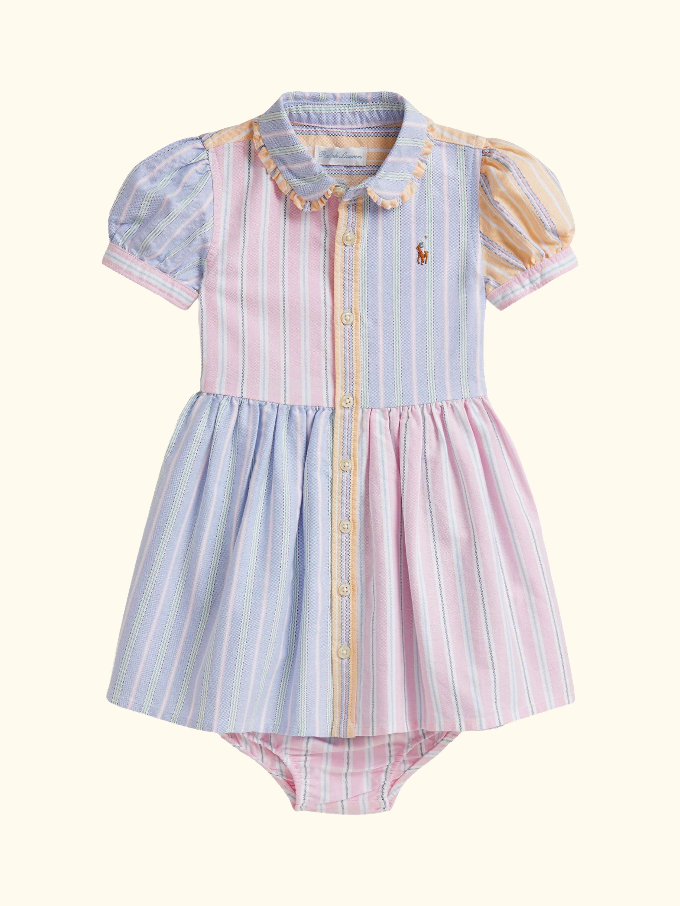 Baby Woven Stripe Cotton Dress, Multi