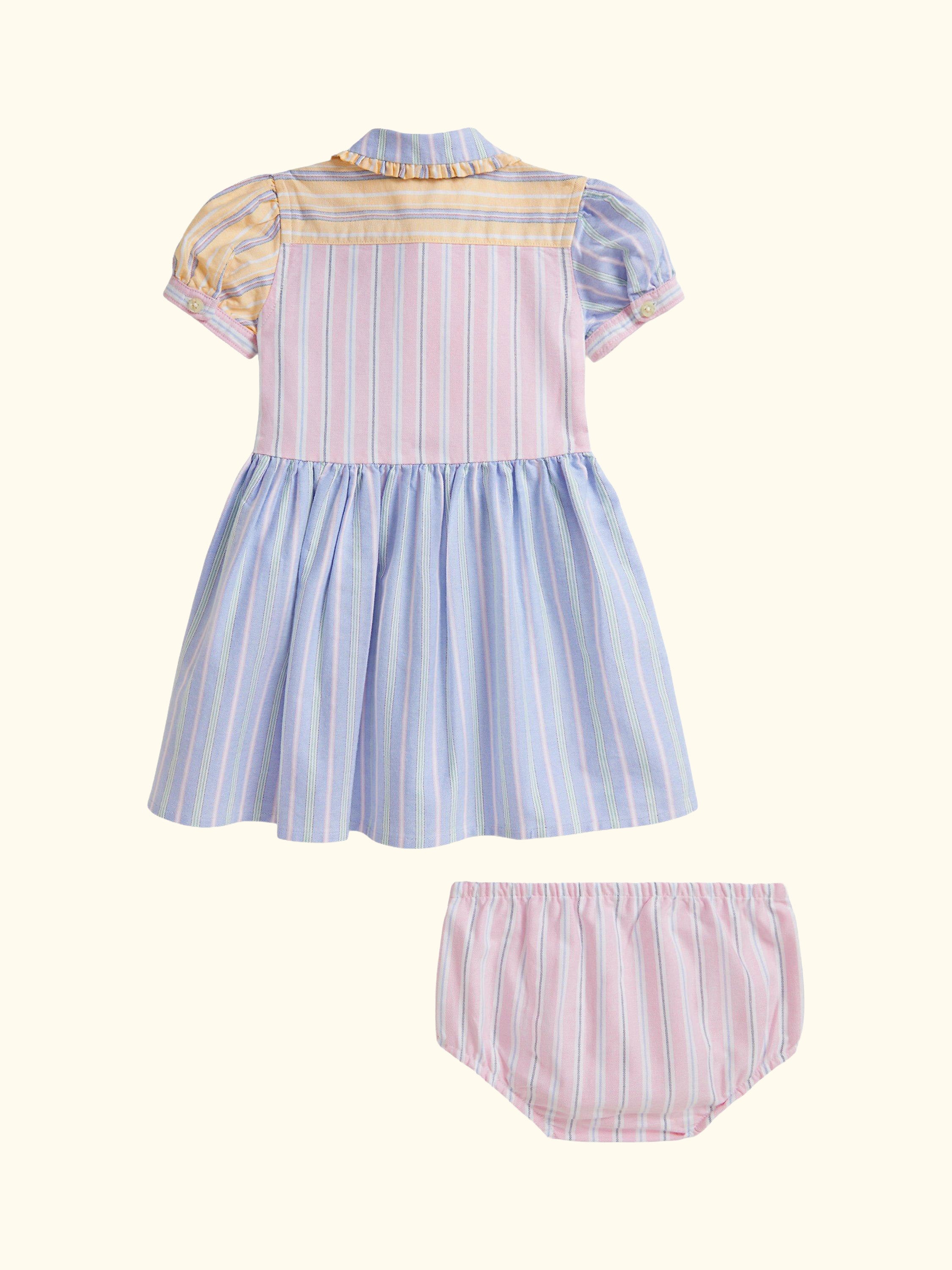 Baby Woven Stripe Cotton Dress, Multi