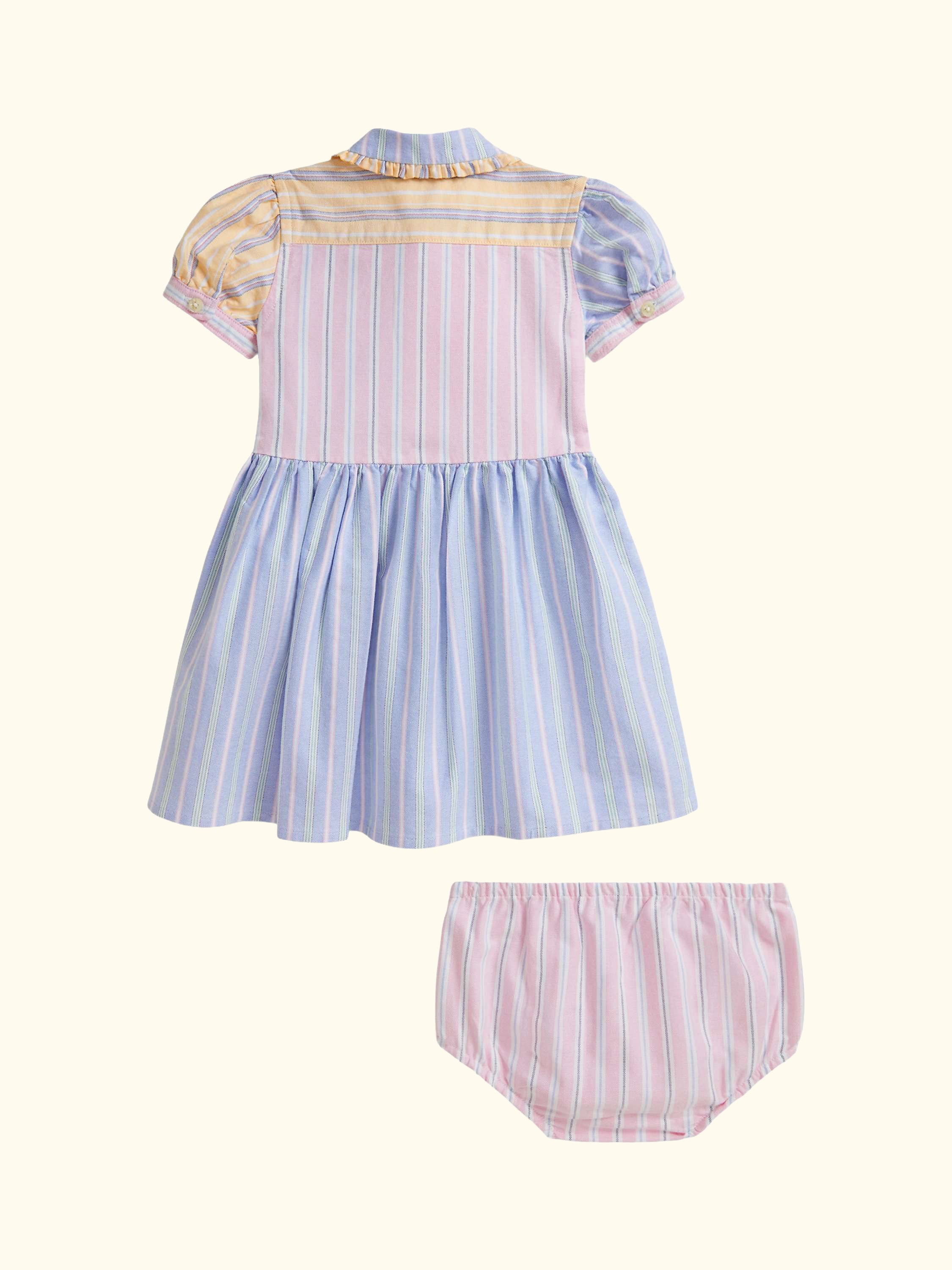 Baby Woven Stripe Cotton Dress, Multi